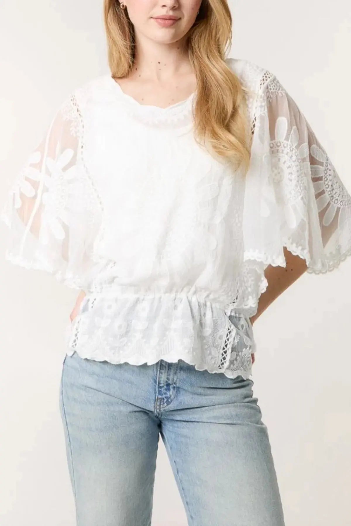 Sunflower Lace Sleeve Blouse The Style Closet