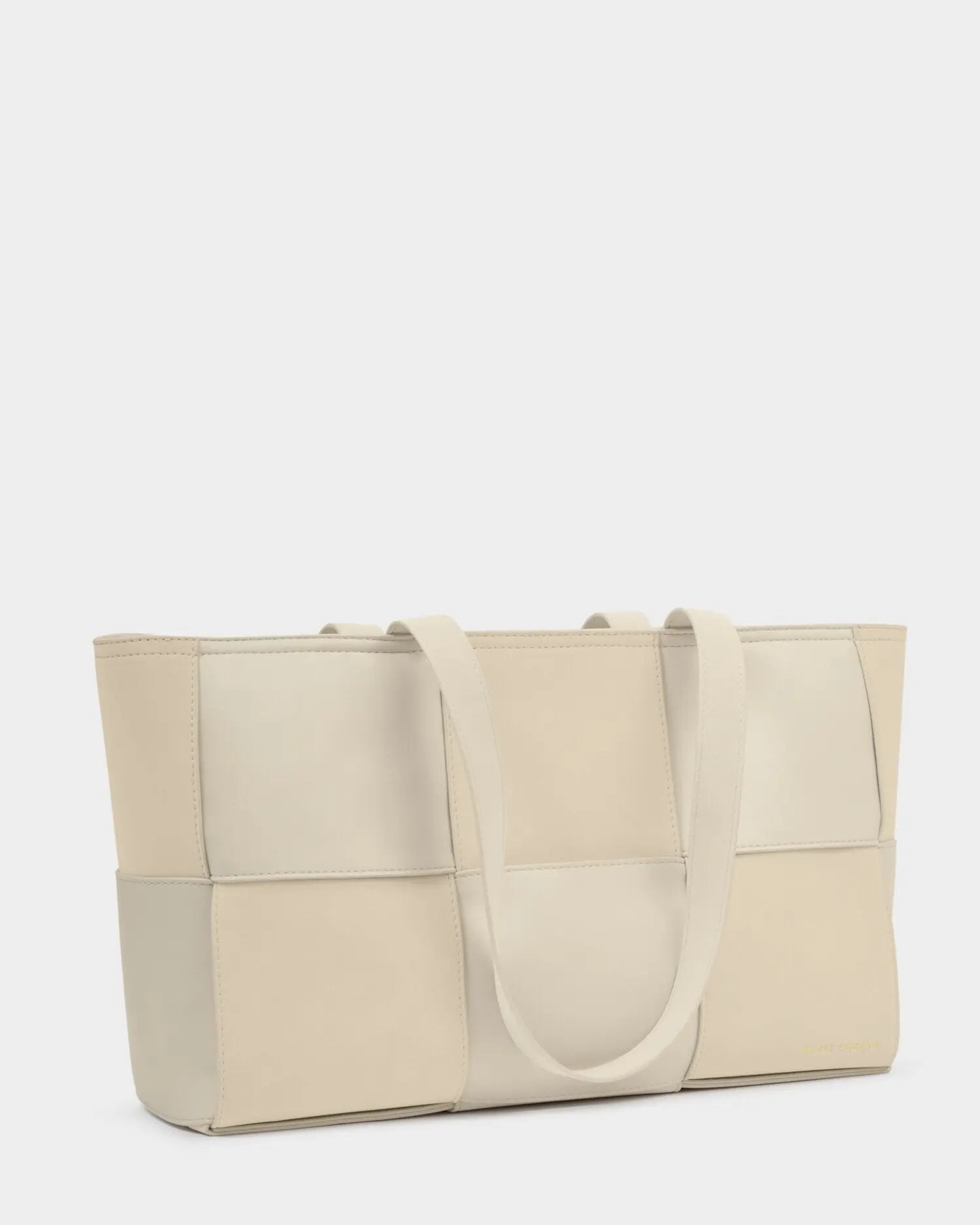 Taya Hand Woven Suedette Tote Bag in Off White - The Style Closet