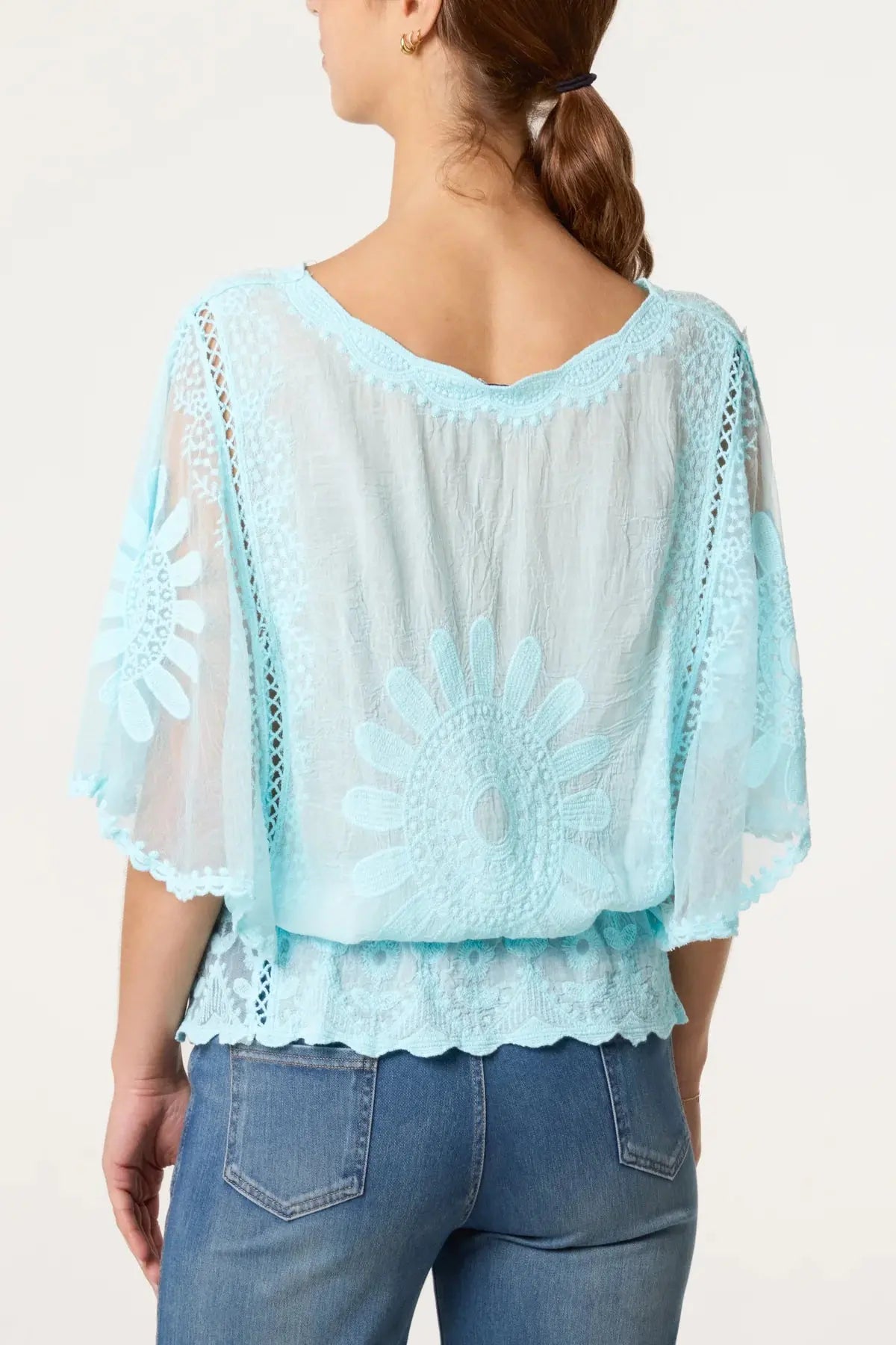 Sunflower Lace Sleeve Blouse The Style Closet