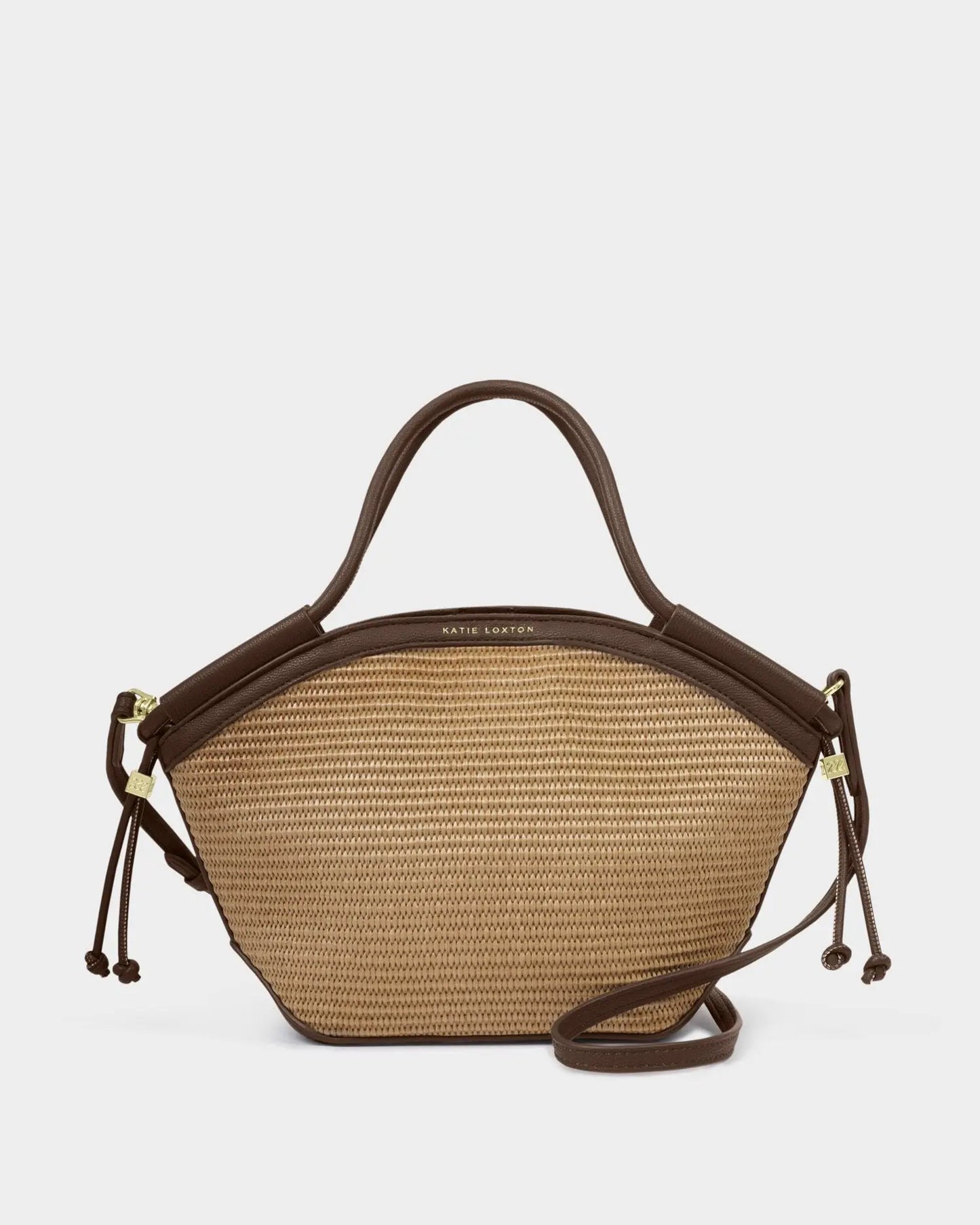 Florence Mini Tote Bag Natural Rafia/Bitter Chocolate The Style Closet