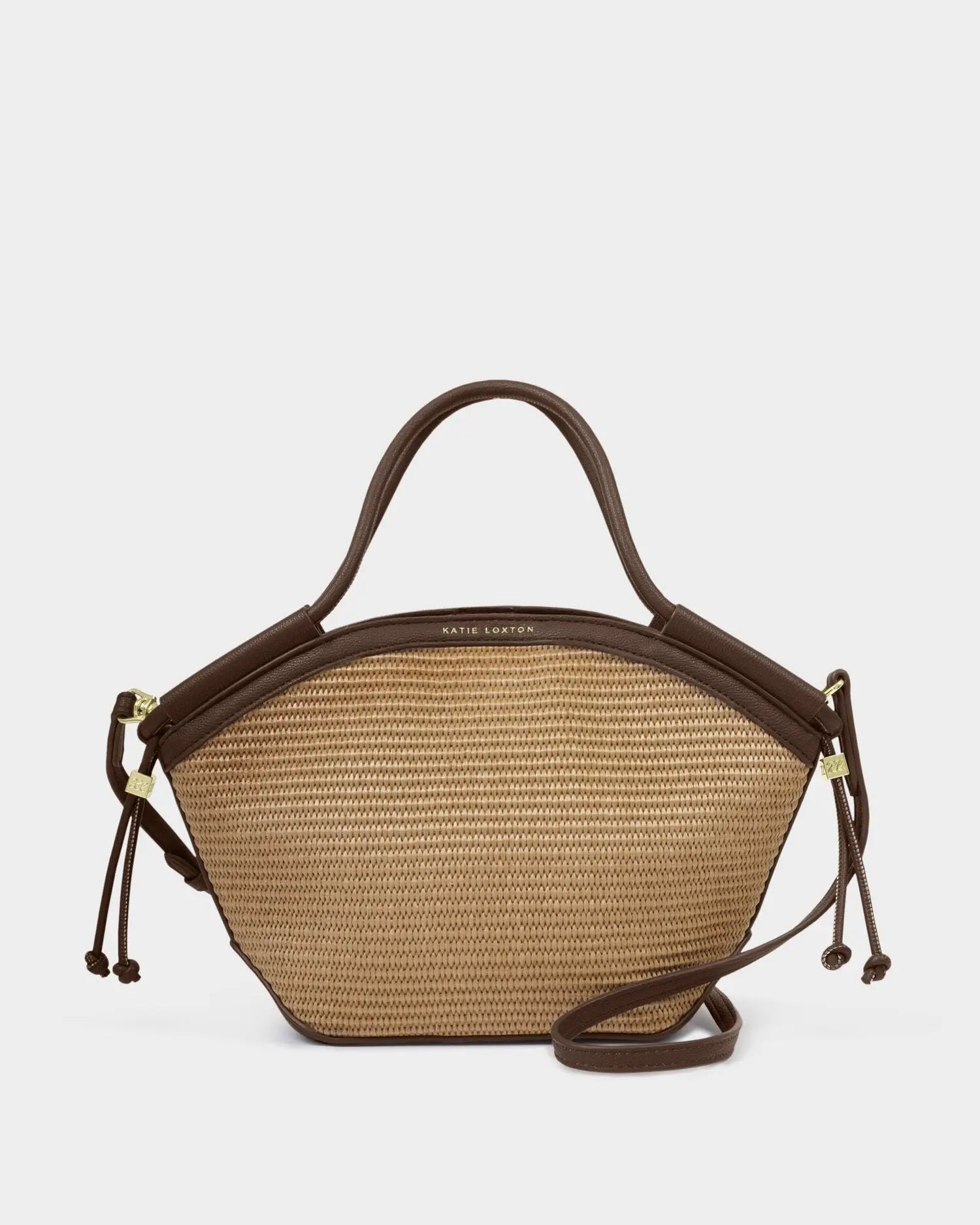 Florence Mini Tote Bag Natural Rafia/Bitter Chocolate The Style Closet