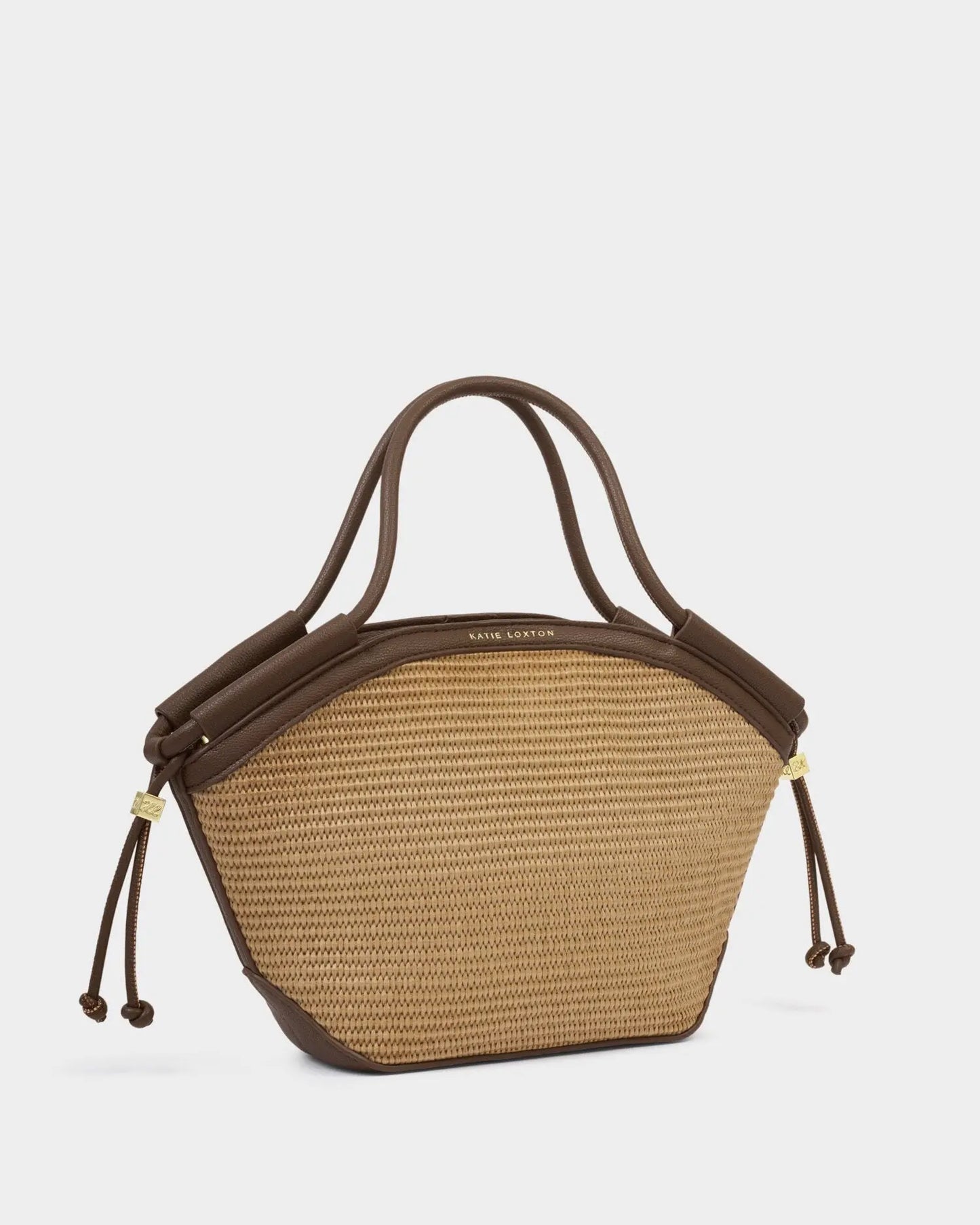 Florence Mini Tote Bag Natural Rafia/Bitter Chocolate The Style Closet
