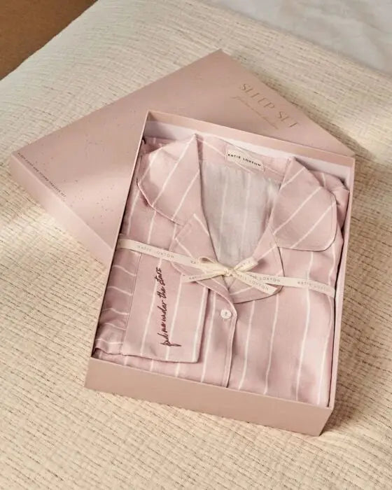 Gift Boxed Pyjama Set - Pink /White Stripe The Style Closet