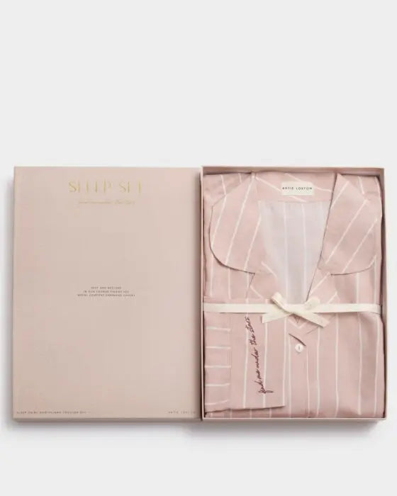 Gift Boxed Pyjama Set - Pink /White Stripe The Style Closet