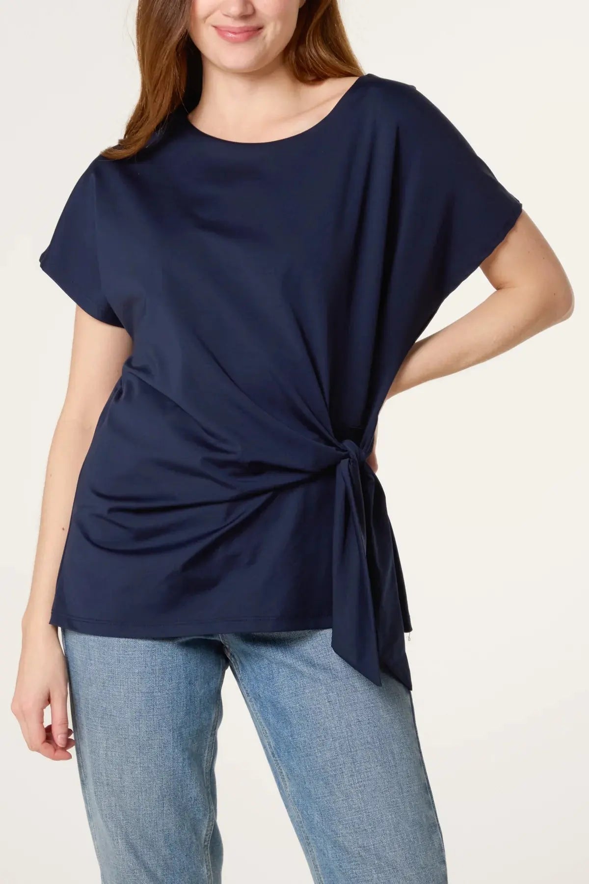 TIE SIDE SHORT SLEEVE JERSEY TOP The Style Closet