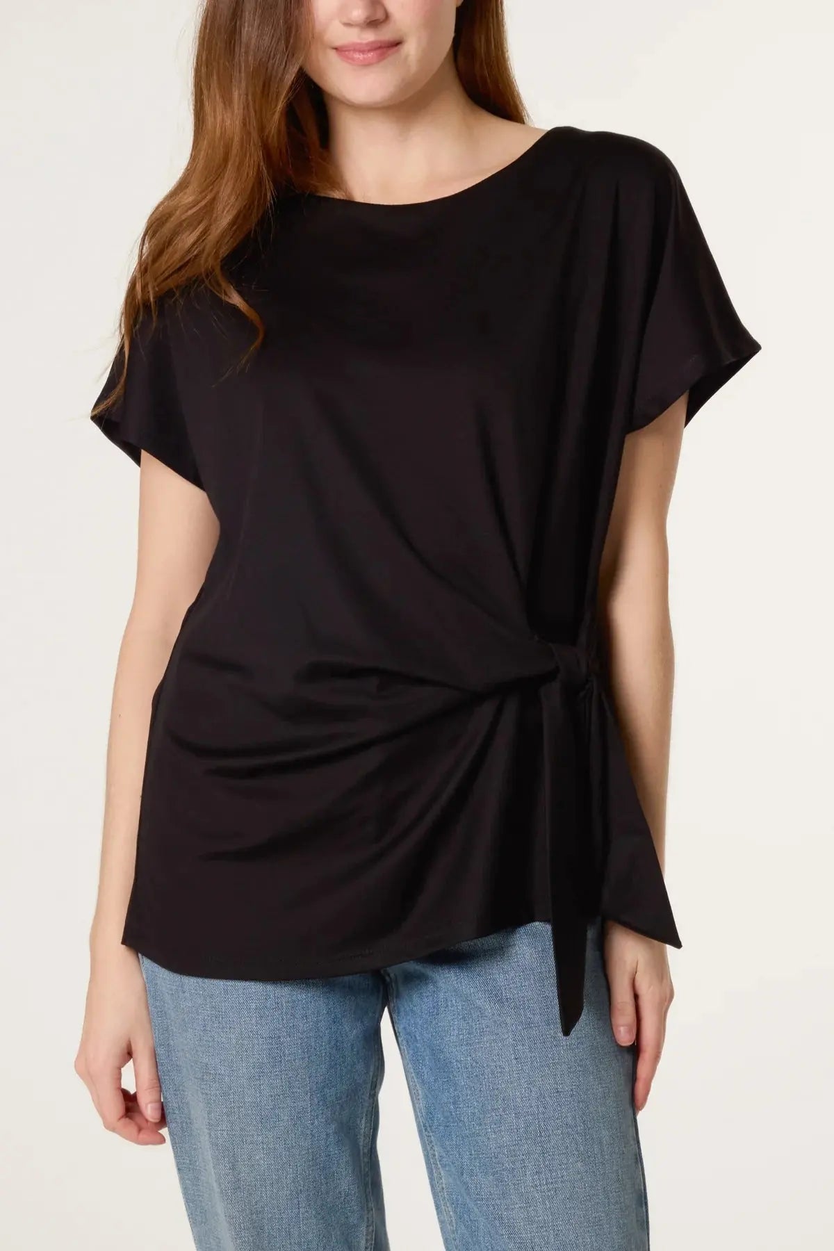 TIE SIDE SHORT SLEEVE JERSEY TOP The Style Closet