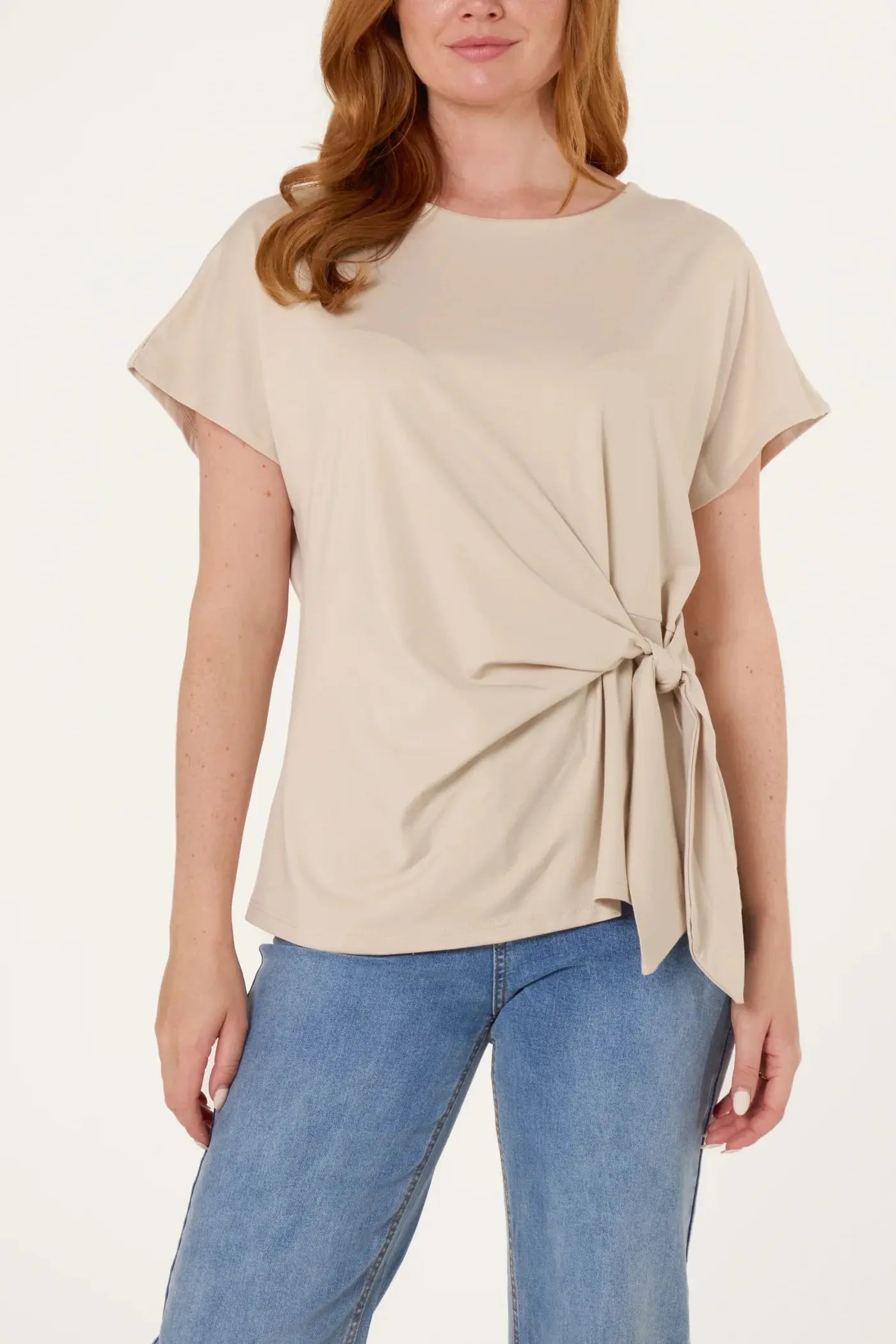 TIE SIDE SHORT SLEEVE JERSEY TOP The Style Closet