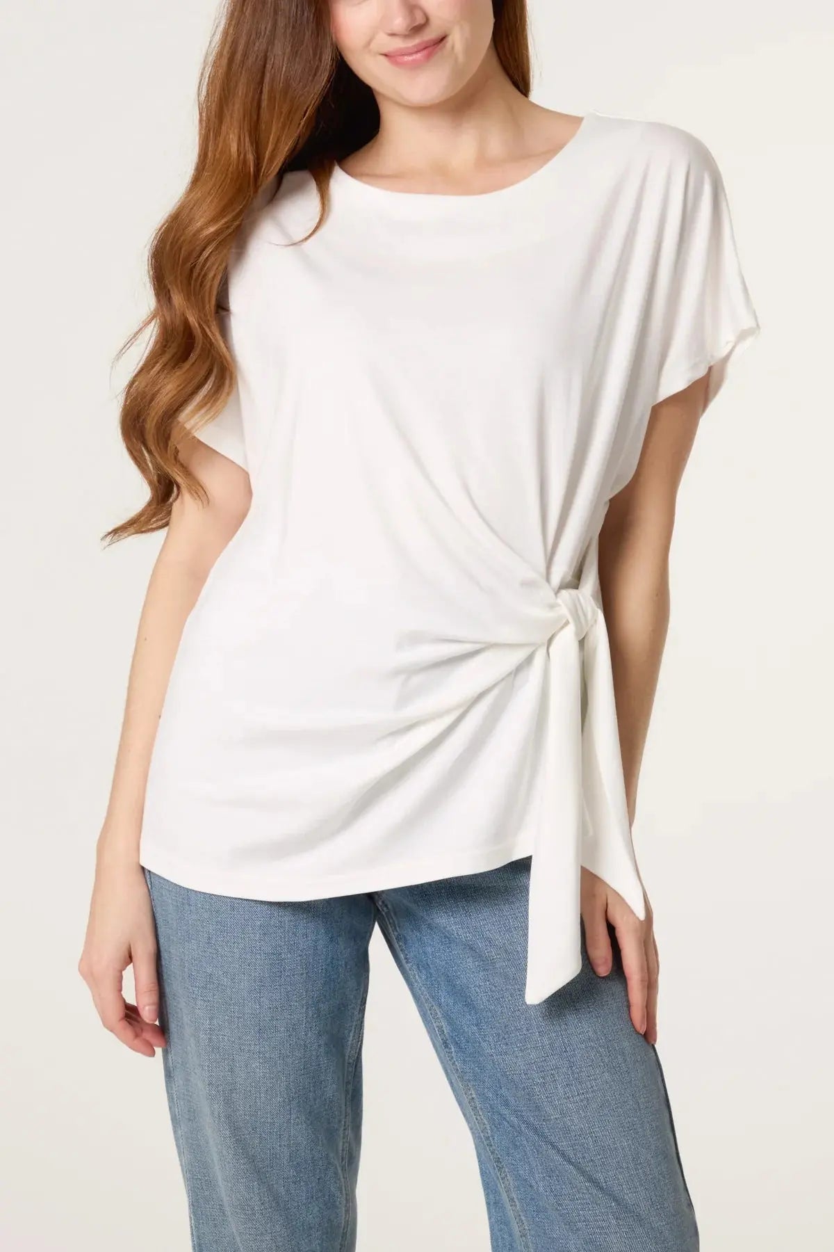 TIE SIDE SHORT SLEEVE JERSEY TOP The Style Closet