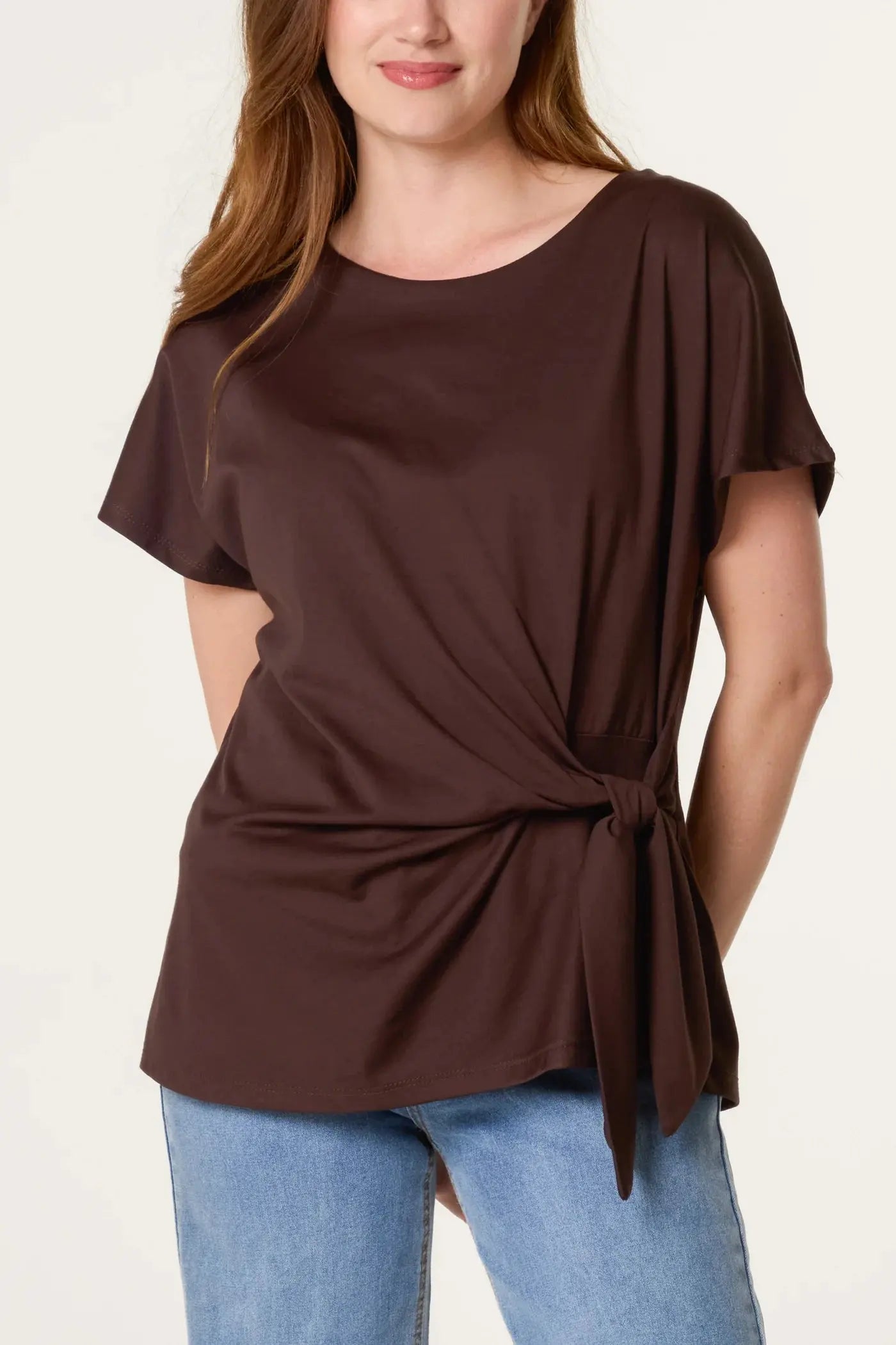 TIE SIDE SHORT SLEEVE JERSEY TOP The Style Closet