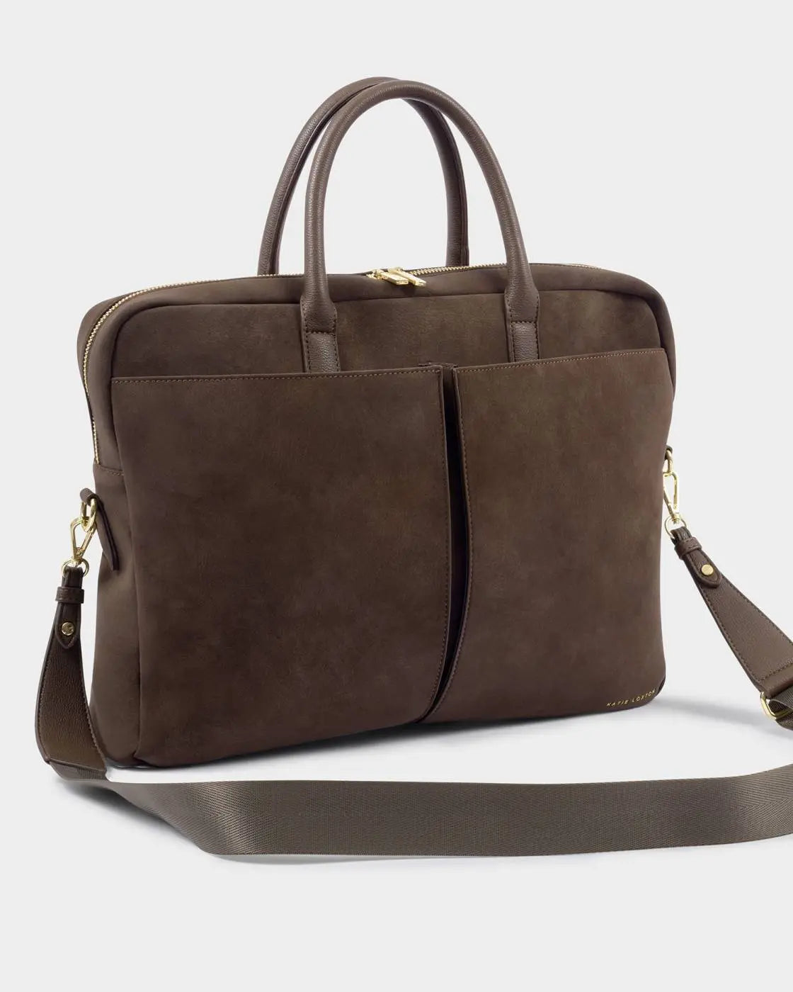 CITY LAPTOP BAG CHOCOLATE SUEDETTE The Style Closet