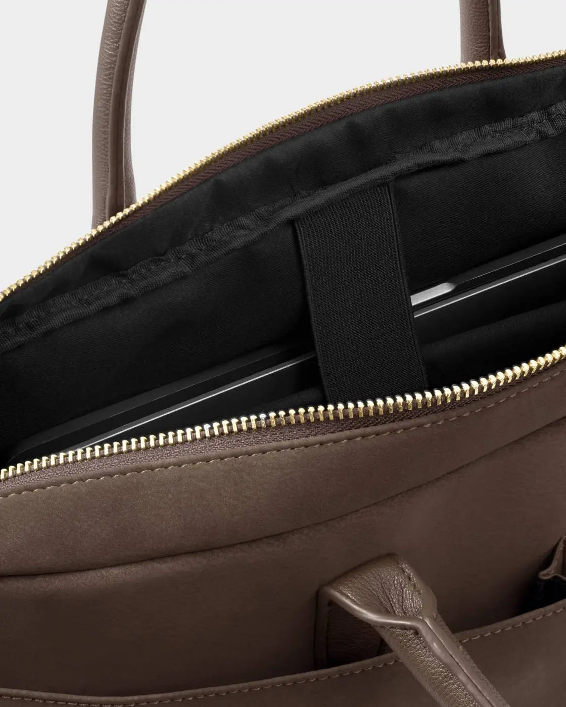 CITY LAPTOP BAG CHOCOLATE SUEDETTE The Style Closet