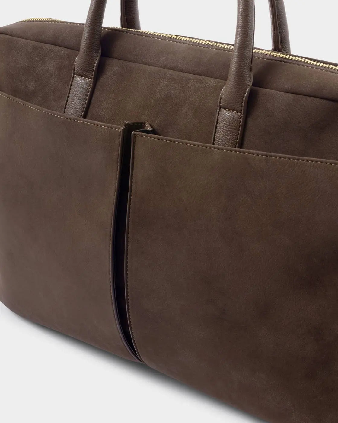 CITY LAPTOP BAG CHOCOLATE SUEDETTE The Style Closet