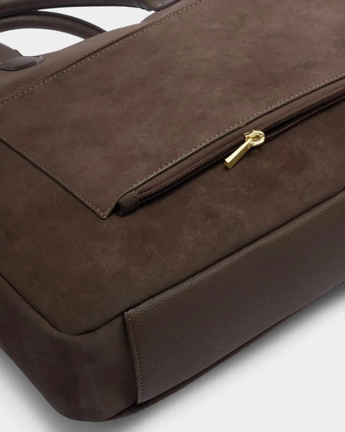 CITY LAPTOP BAG CHOCOLATE SUEDETTE The Style Closet