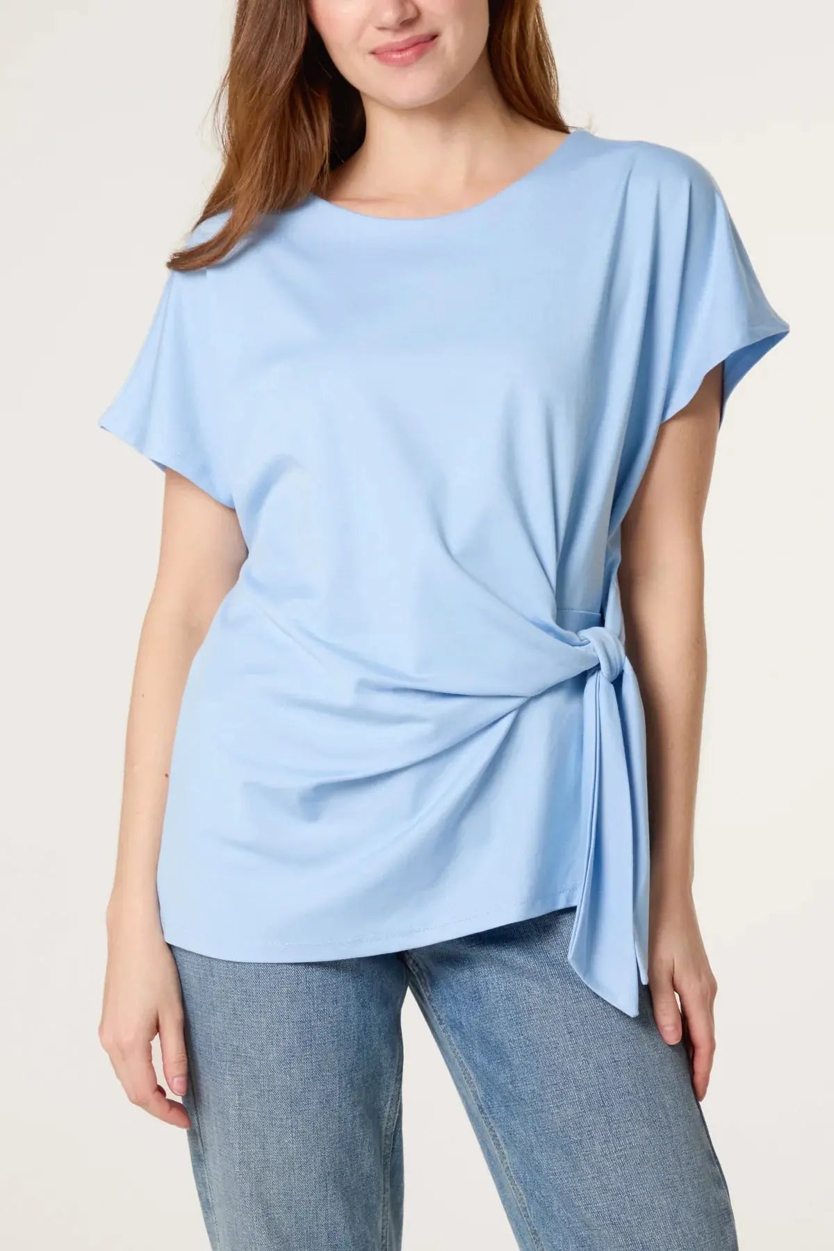 TIE SIDE SHORT SLEEVE JERSEY TOP The Style Closet