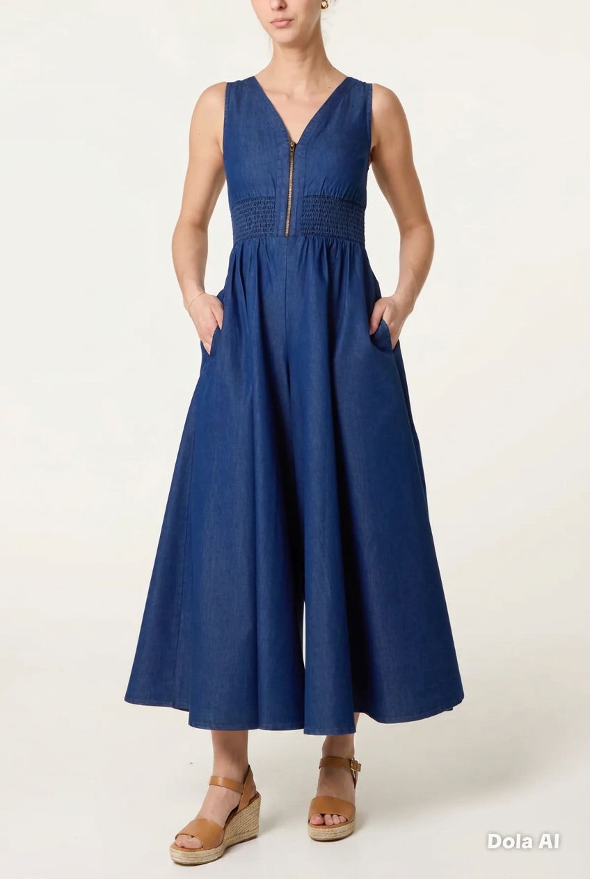 Lightweight Denim Jumpsuit