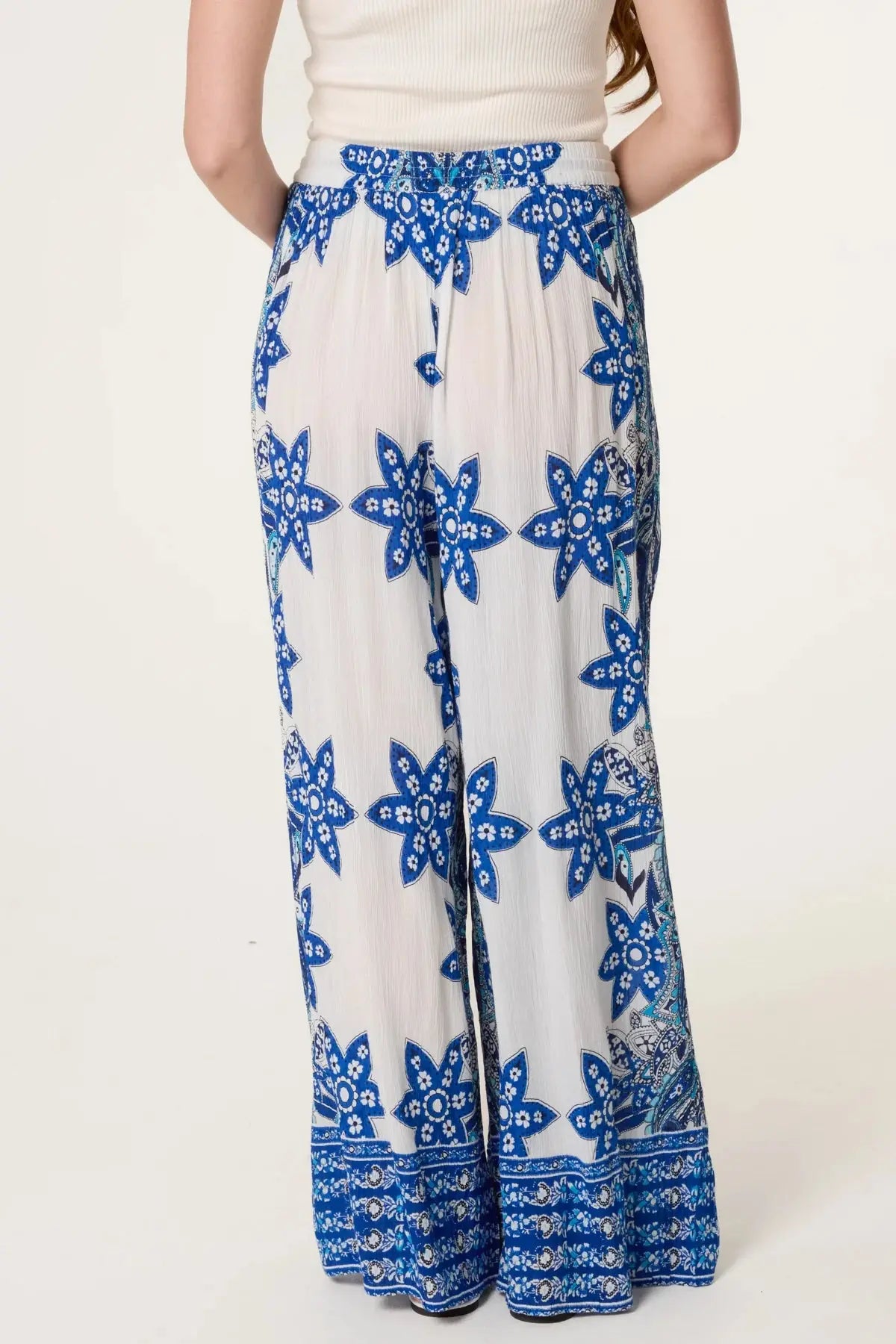 Royal Blue/White Bordered Trousers The Style Closet