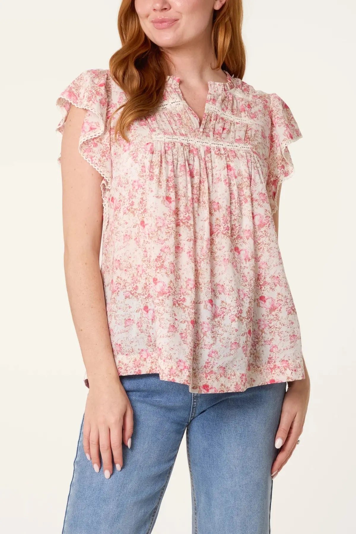 BOHO COTTON RUFFLE & LACE SLEEVE TOPS x 3 colours The Style Closet