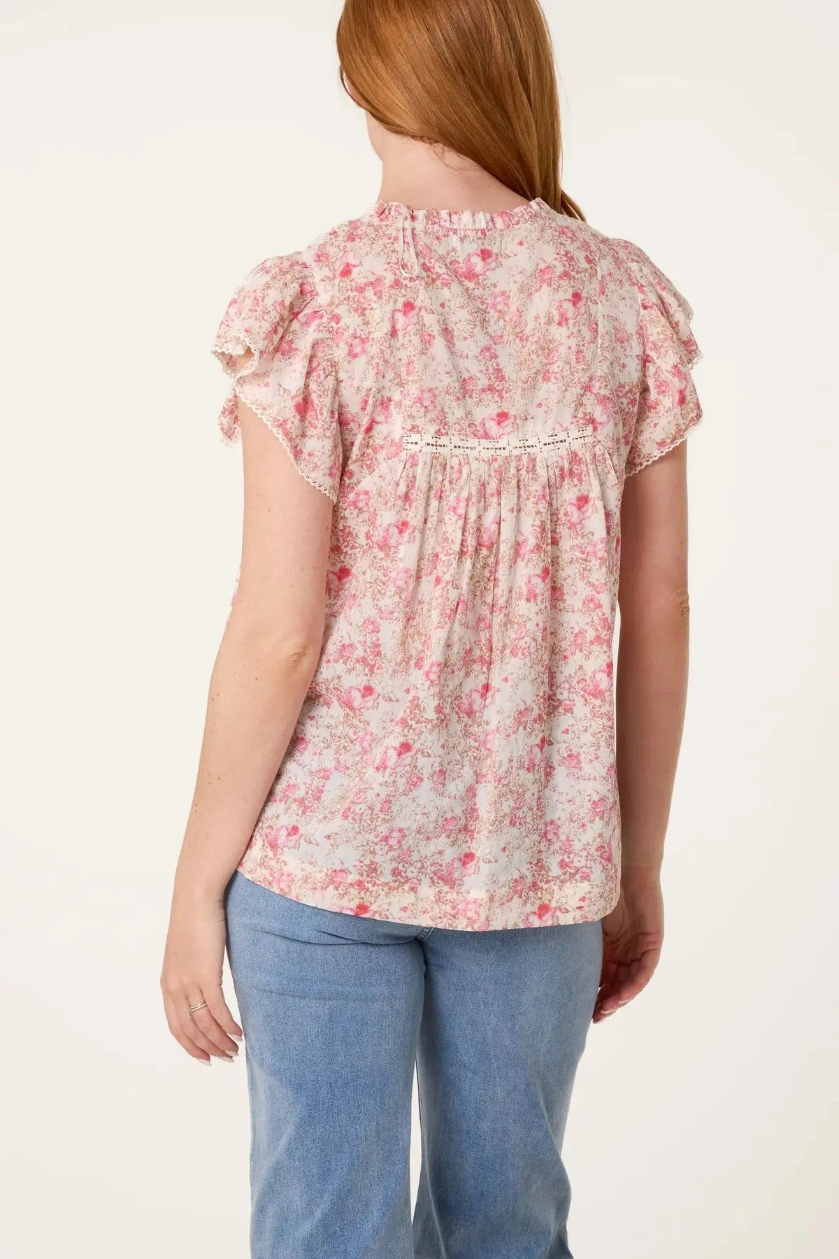 BOHO COTTON RUFFLE & LACE SLEEVE TOPS x 3 colours The Style Closet