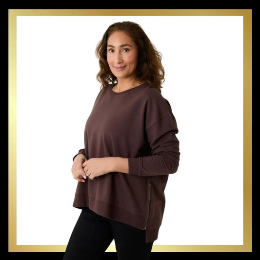 Plain Sweatshirts with Zip Detail - The Style Closet