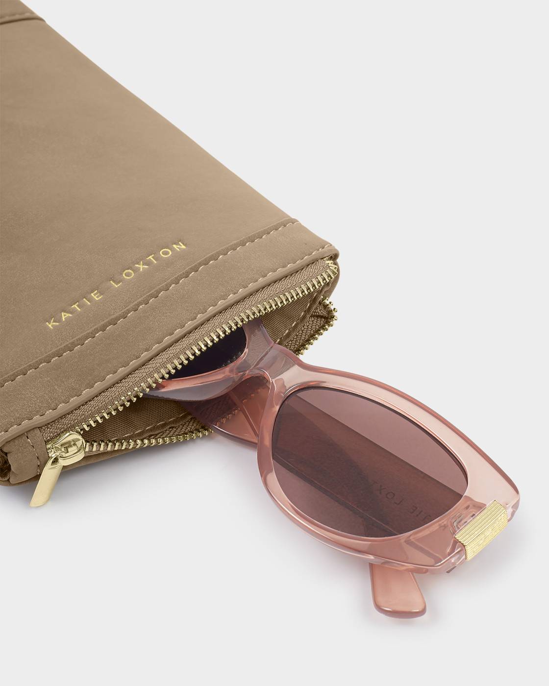 Duo Suedette Sunglasses Case in Taupe