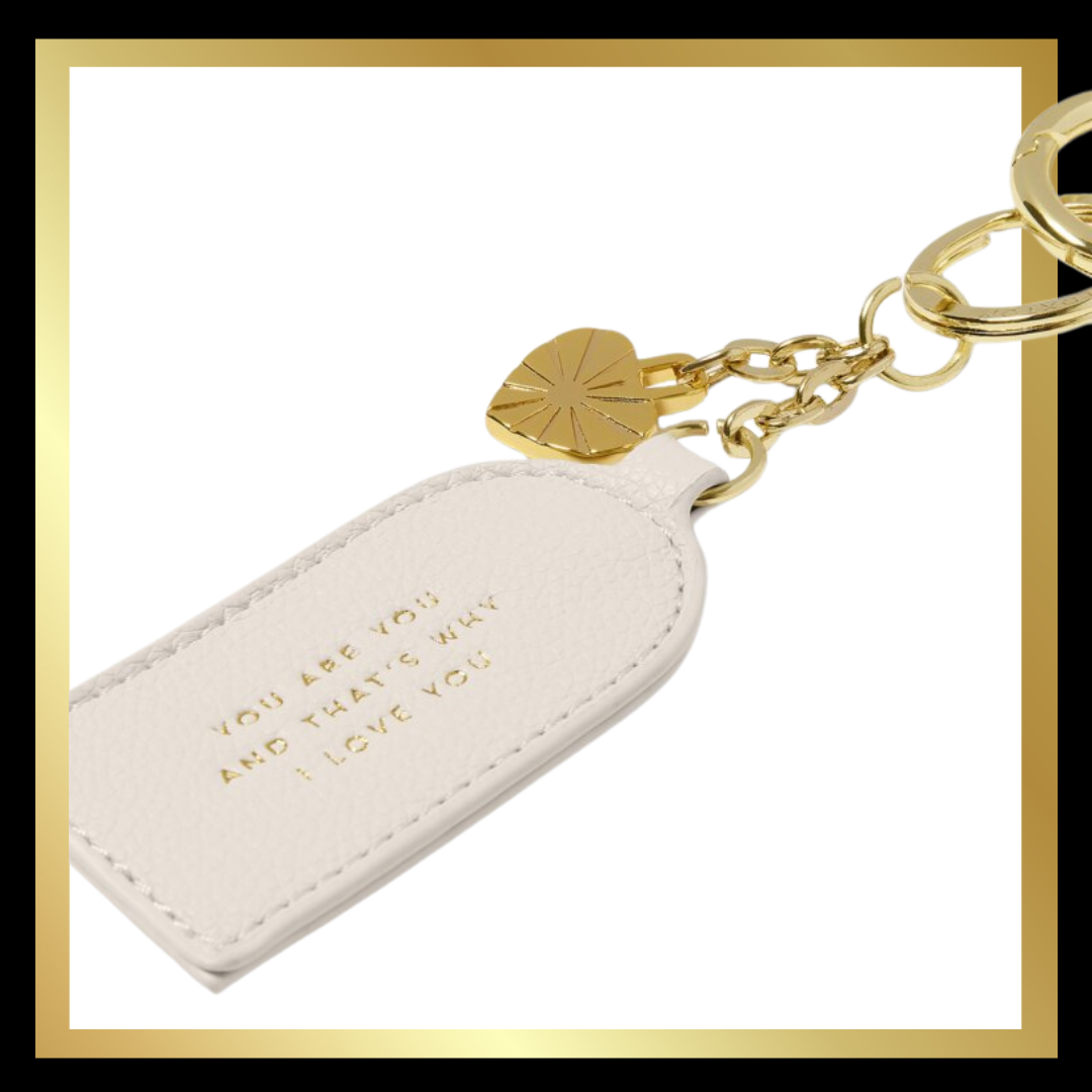 Keepsake Charm Keyring "Love' in Off White by Katie Loxton