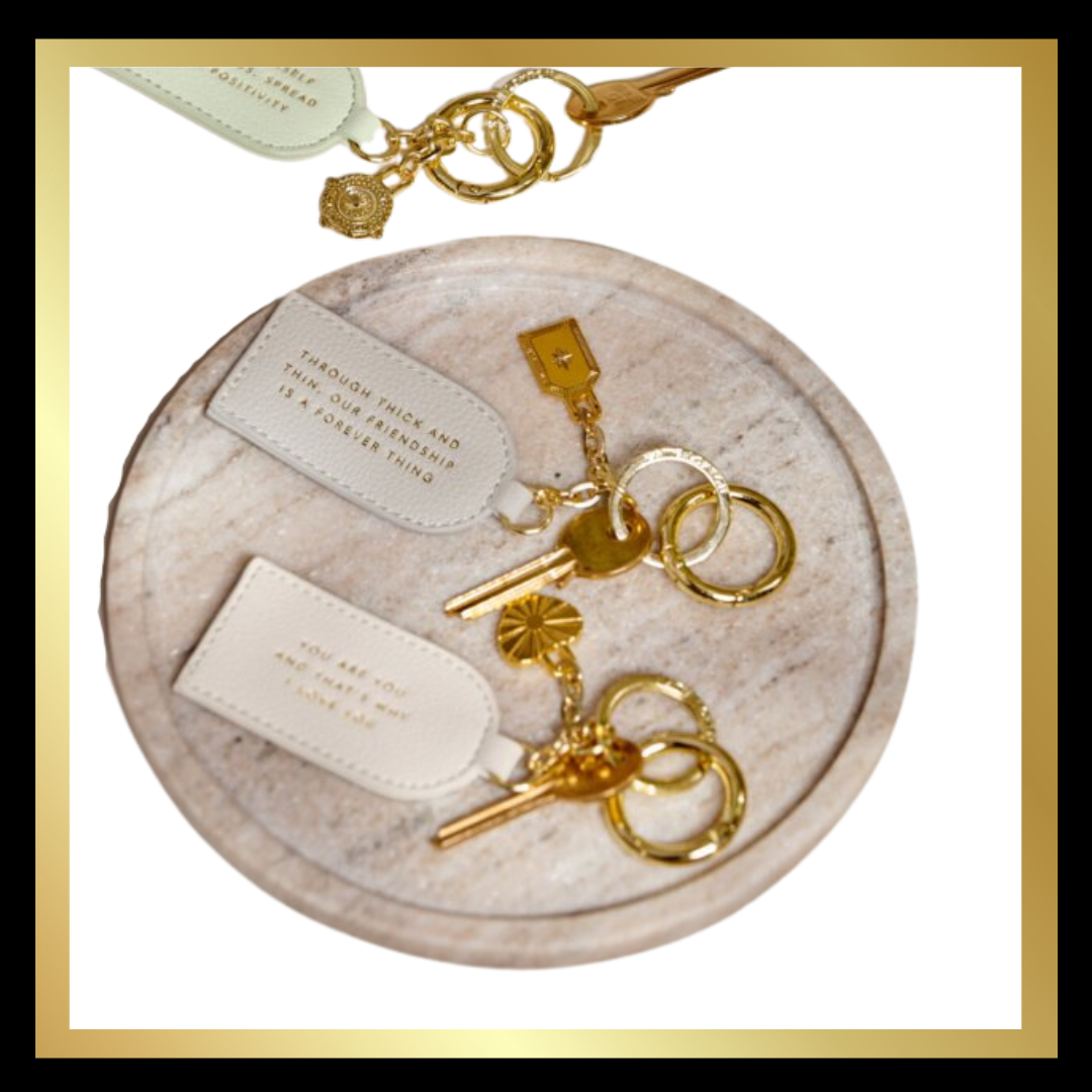 Keepsake Charm Keyring "Love' in Off White by Katie Loxton