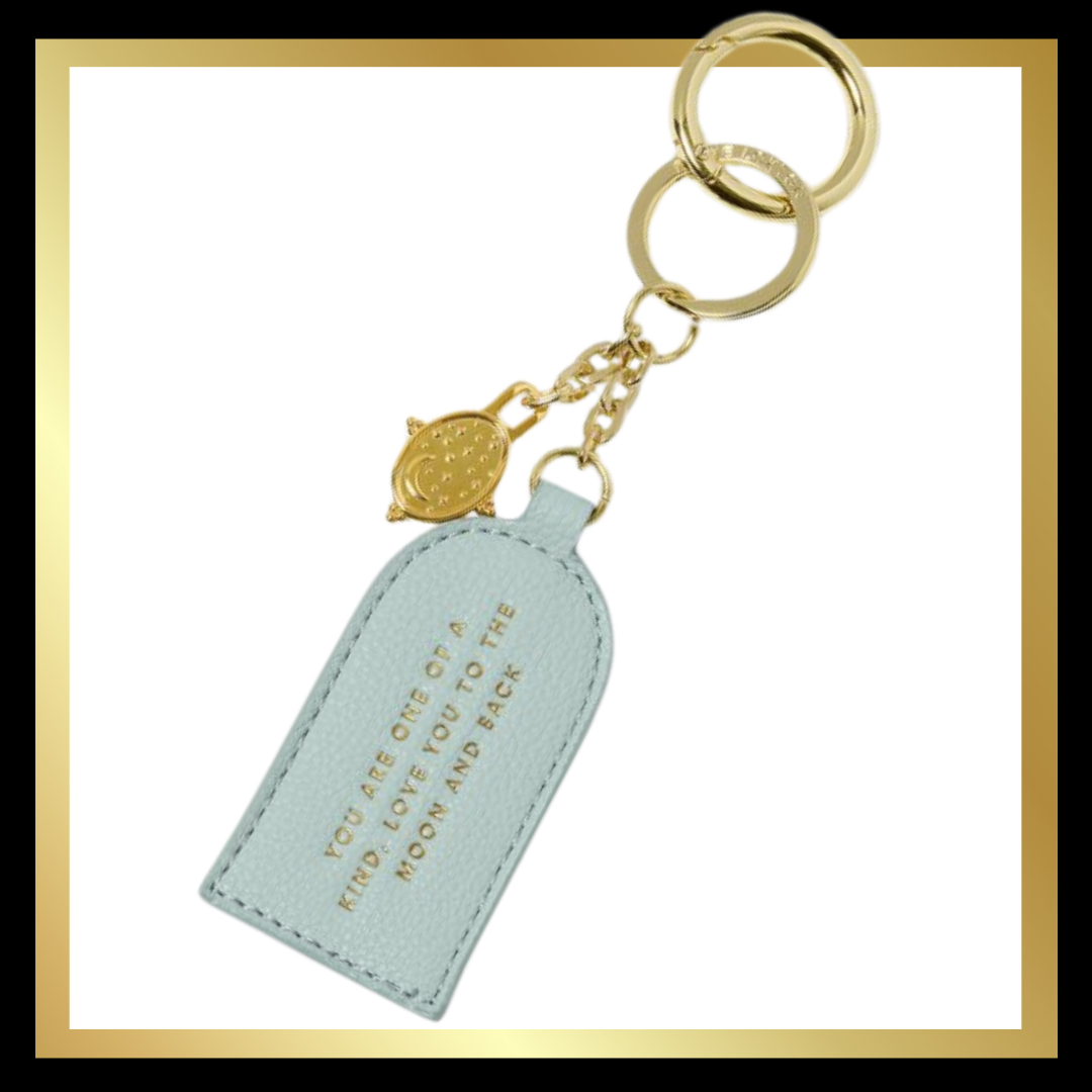 Keepsake Charm Keyring "Love You To The Moon And Back' in Light Duck Egg by Katie Loxton