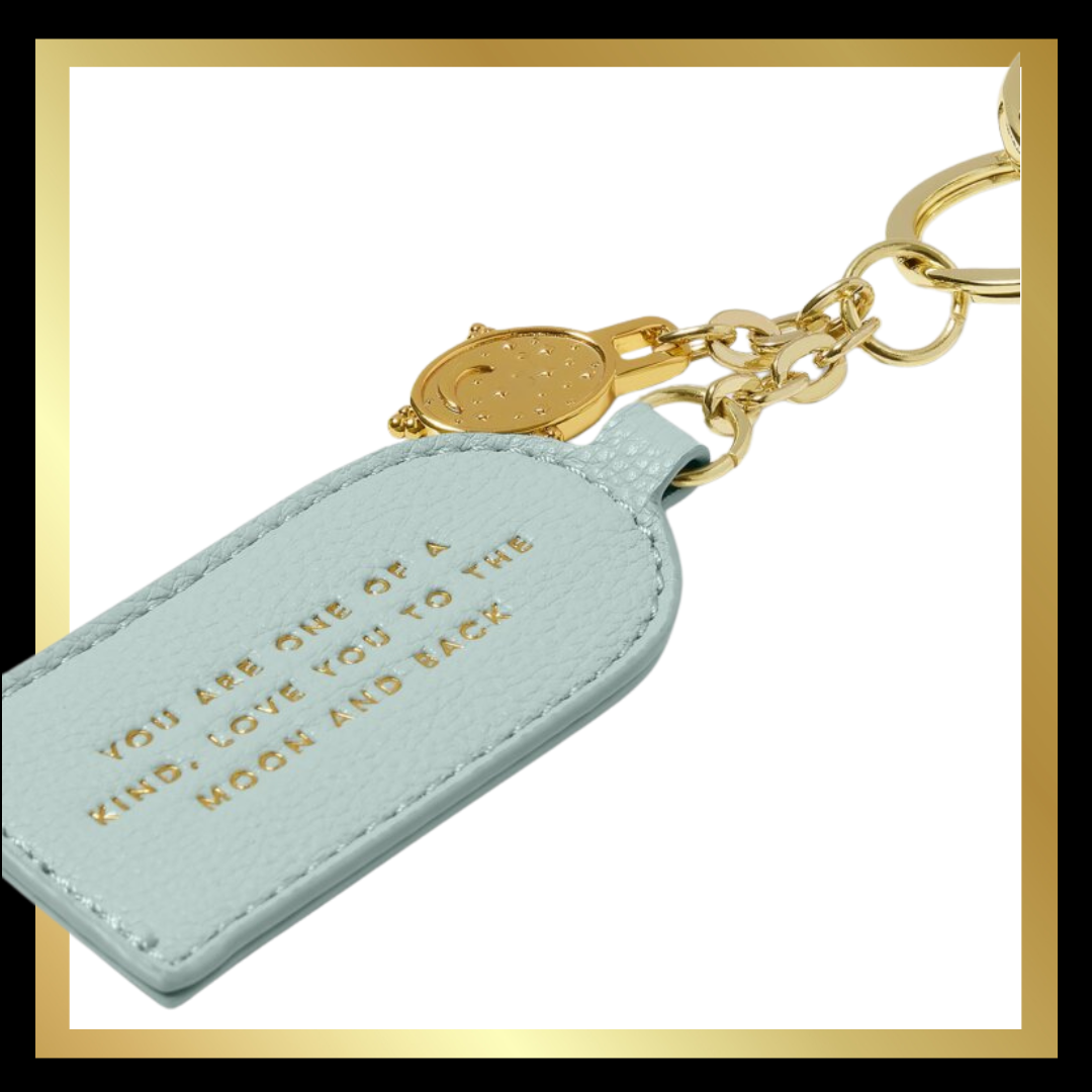 Keepsake Charm Keyring "Love You To The Moon And Back' in Light Duck Egg by Katie Loxton