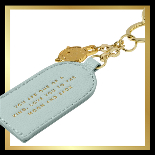 Keepsake Charm Keyring "Love You To The Moon And Back' in Light Duck Egg by Katie Loxton