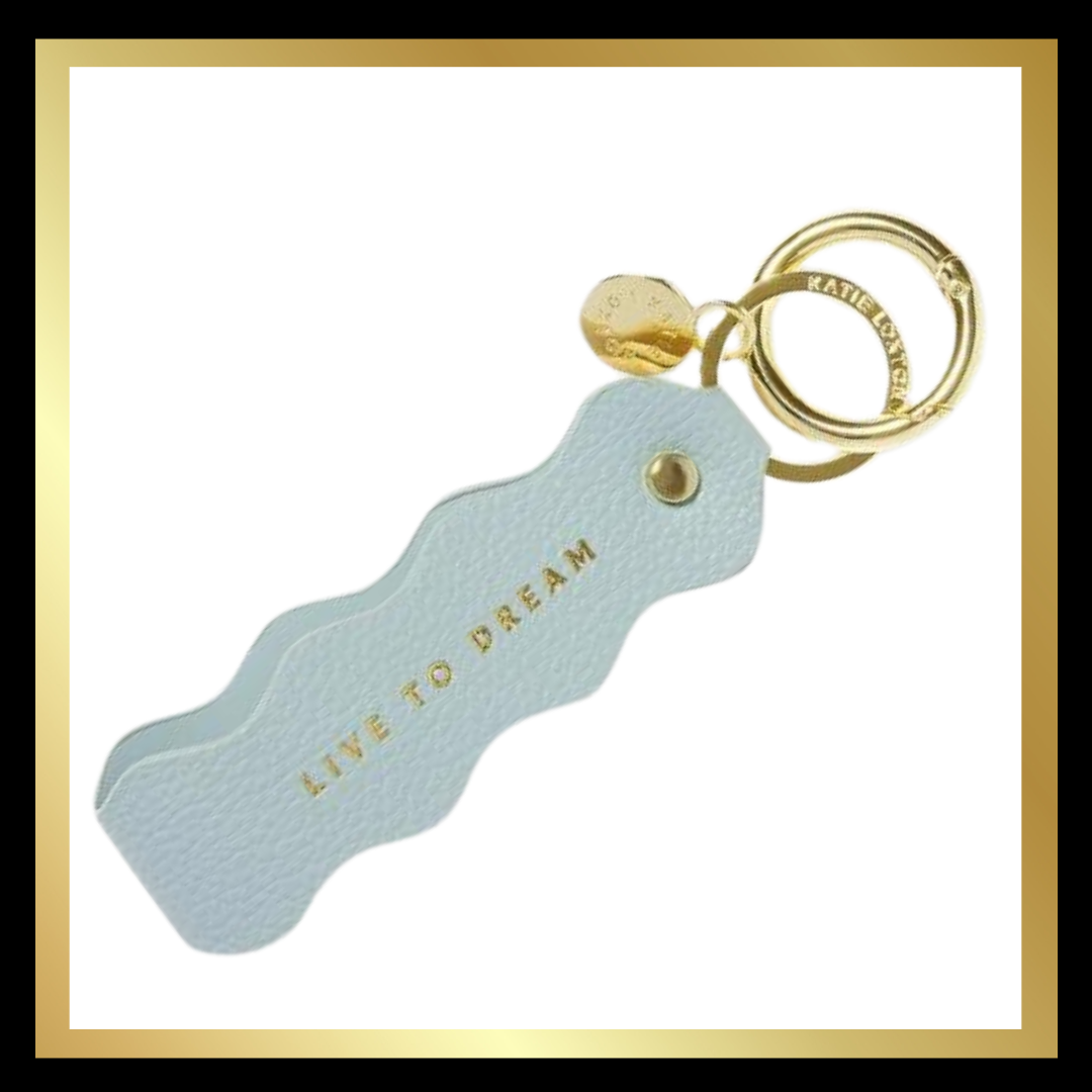 'Live To Dream' Sentiment Wave Keyring in Light Blue by Katie Loxton