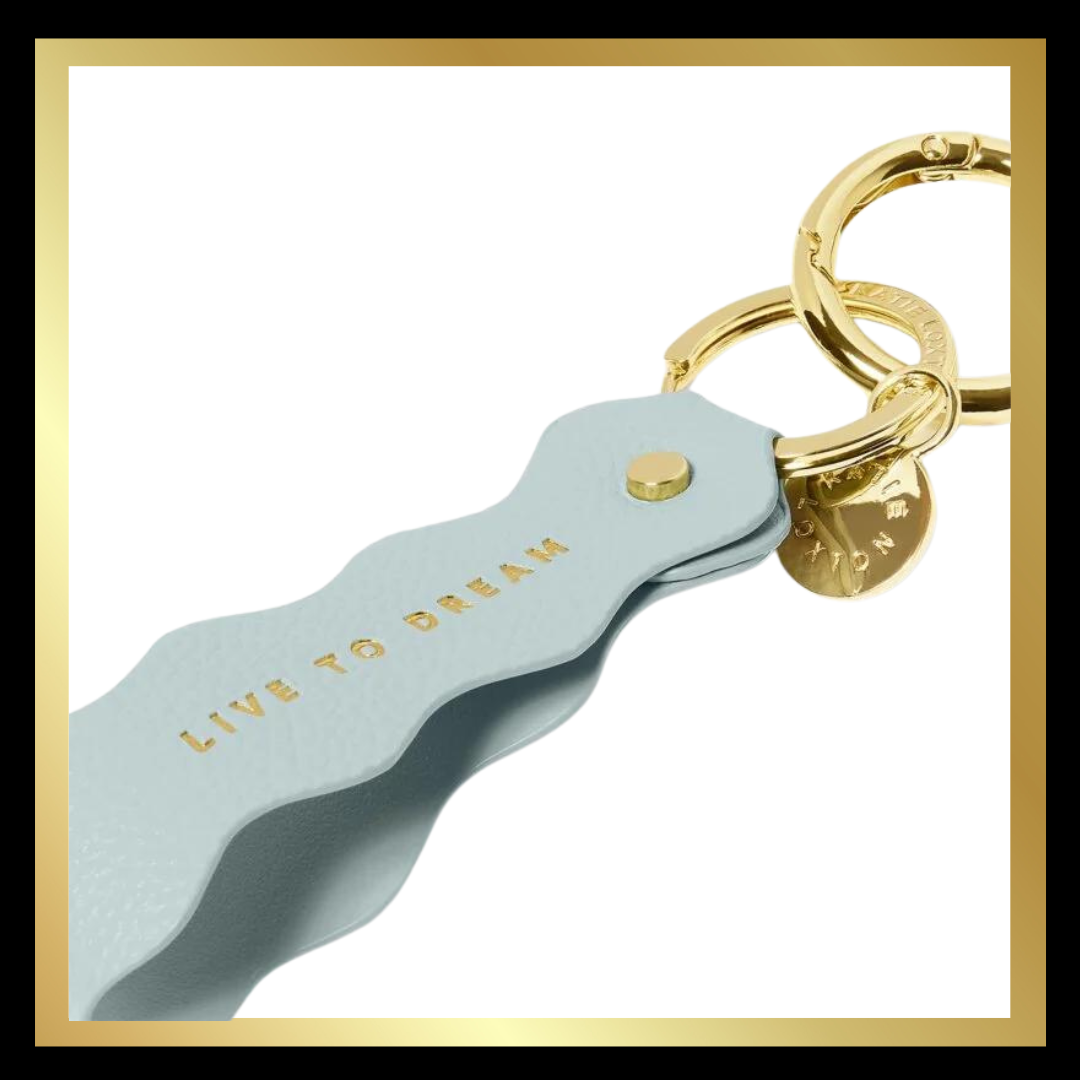 'Live To Dream' Sentiment Wave Keyring in Light Blue by Katie Loxton