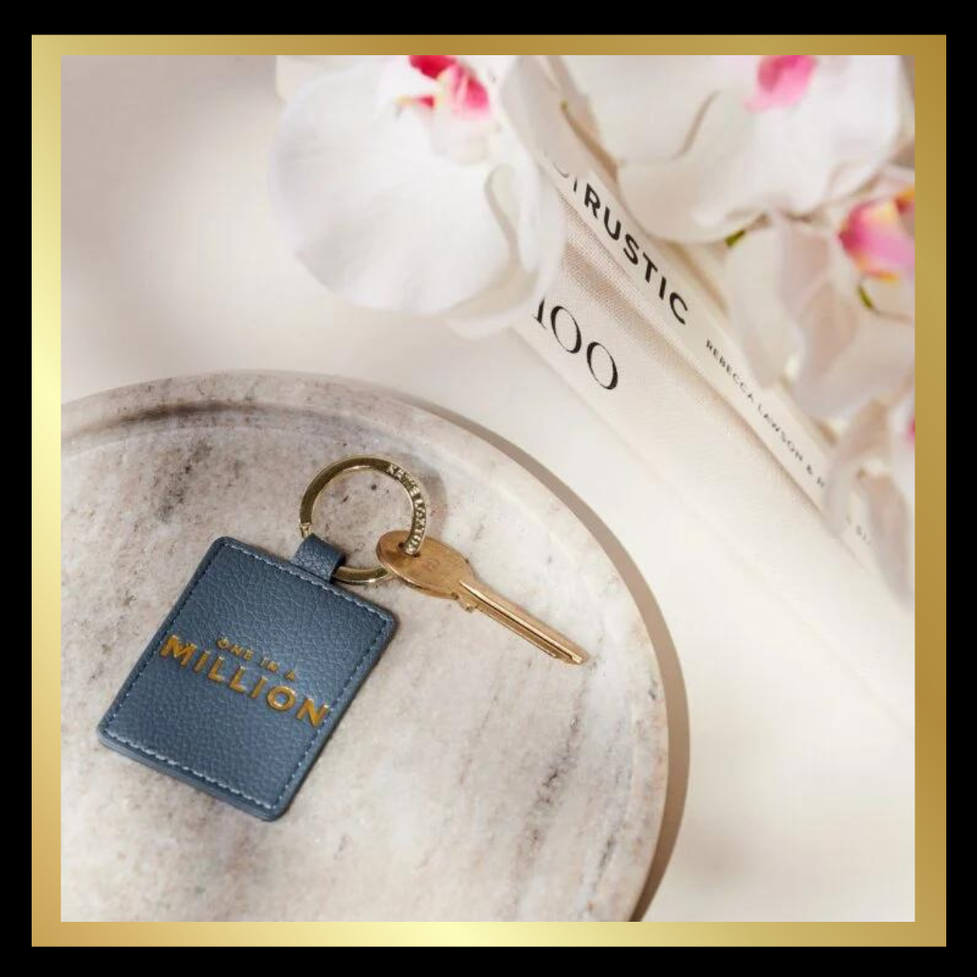 Boxed 'One In A Million' Photo Keyring in Navy by Katie Loxton