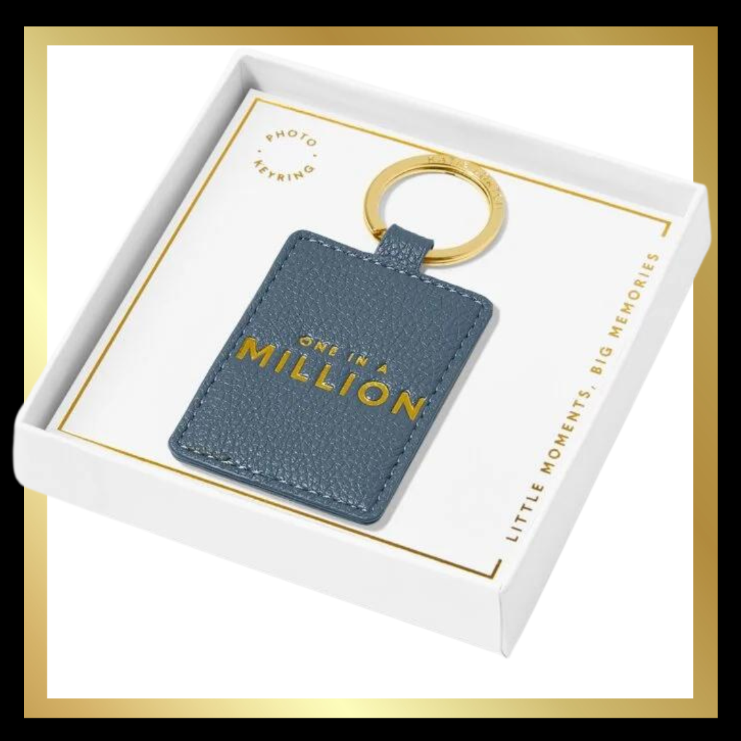 Boxed 'One In A Million' Photo Keyring in Navy by Katie Loxton