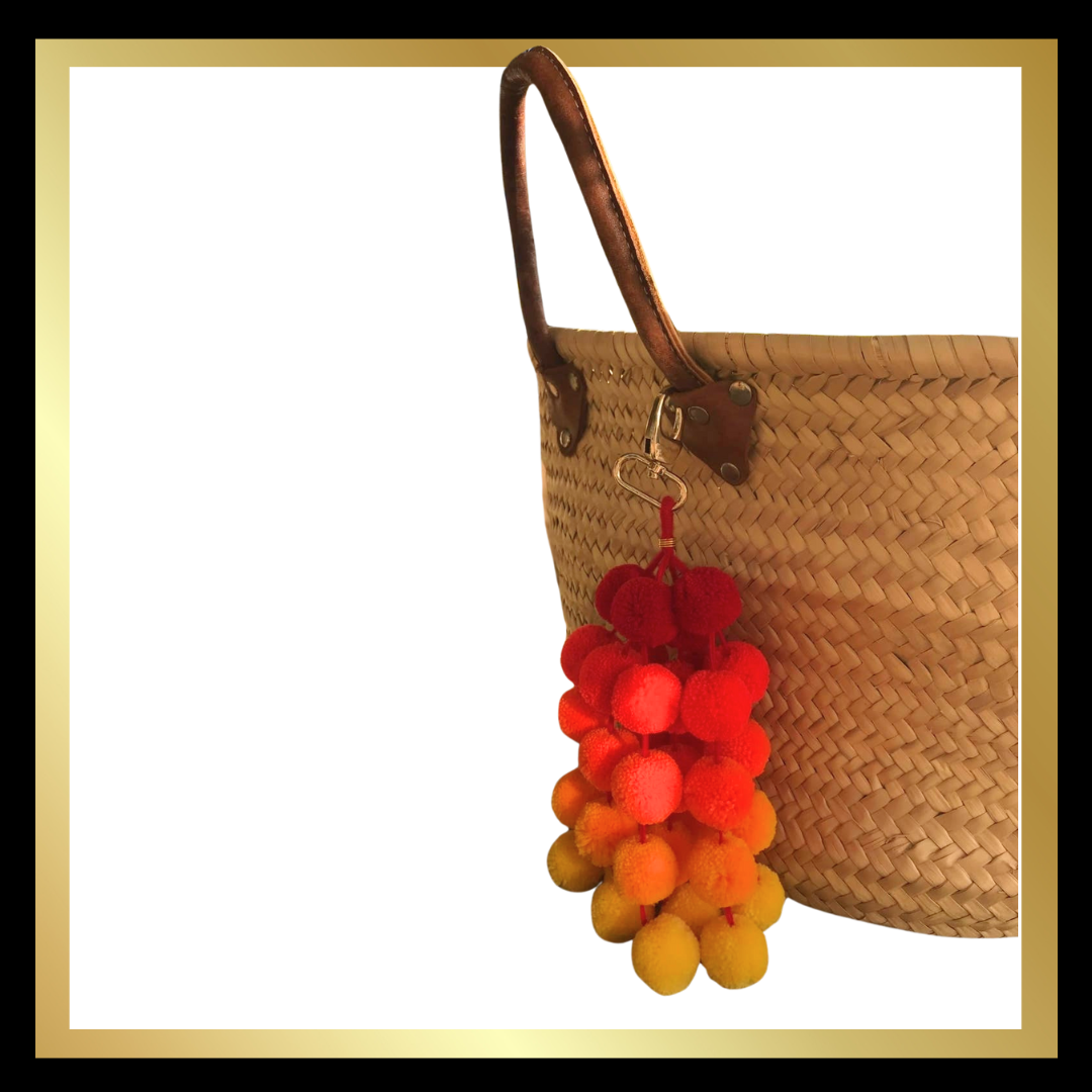 Orange Larage Ombre Pom Pom Bag Charm