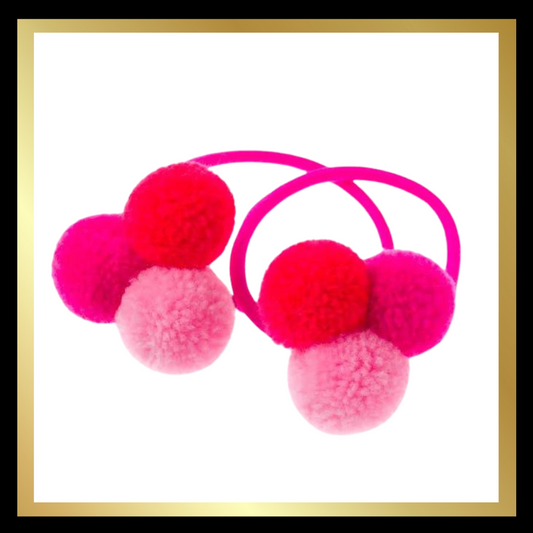 Mini Pom Pom Hair Bobble Trio  - Pinks