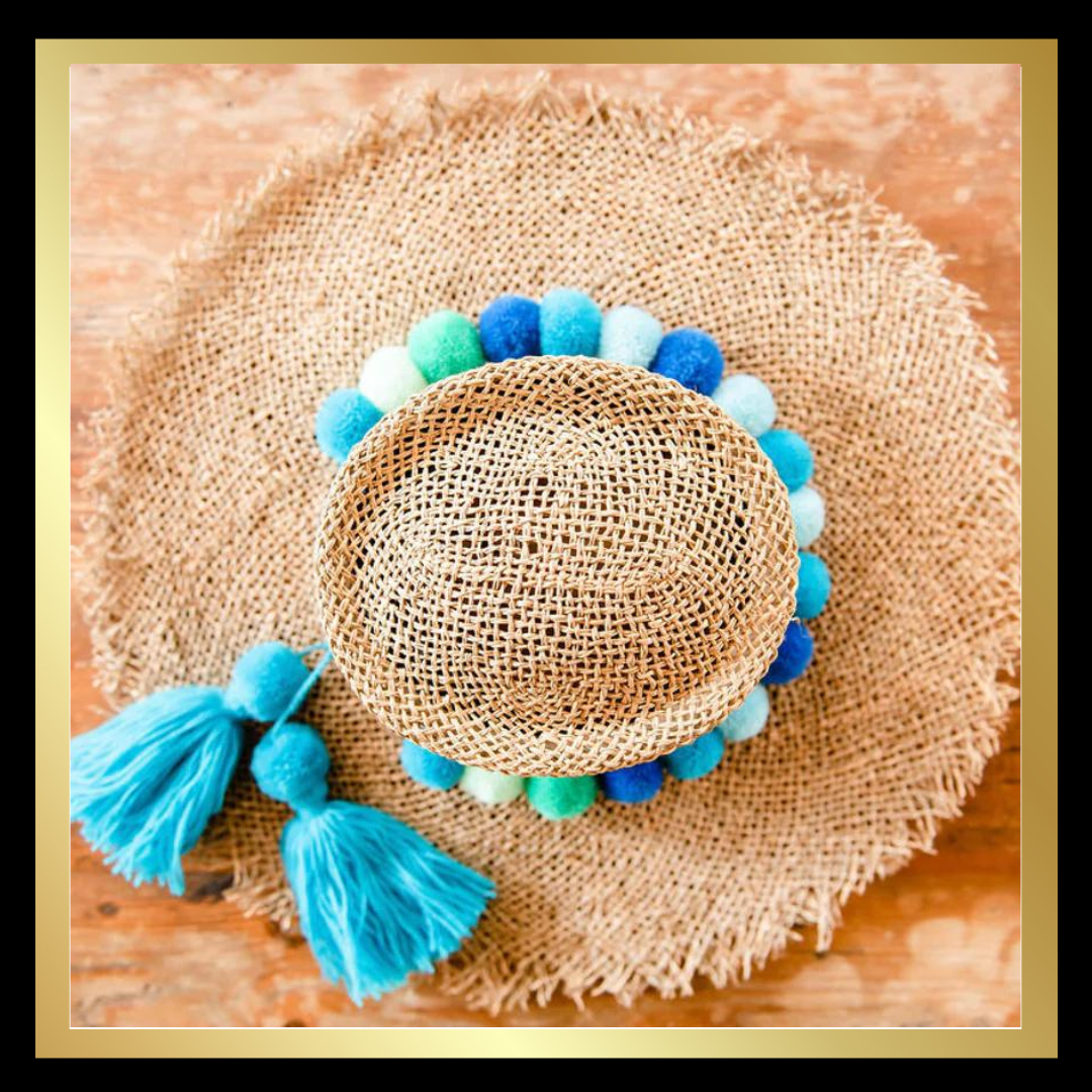 Blue Pom Pom Hatband