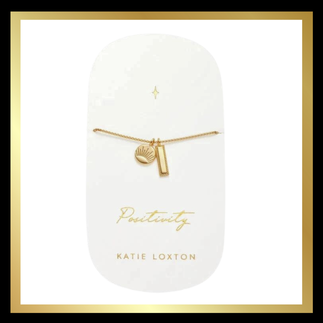 'Positivity' Waterproof Gold Charm Necklace by Katie Loxton