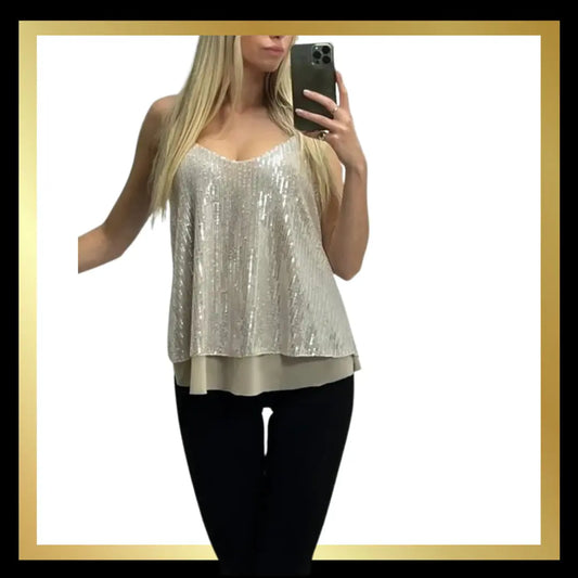 Sequinned Camisole Tops The Style Closet