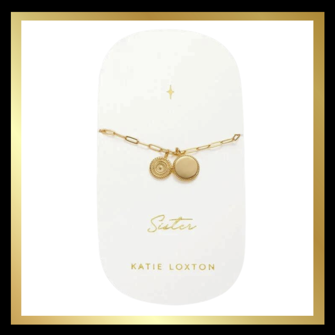 'Sister'  Waterproof Gold Charm Bracelet by Katie Loxton Katie Loxton