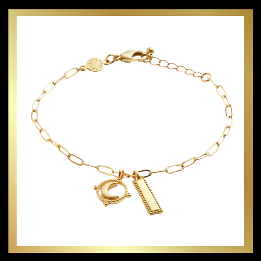 'To The Moon & Back' Waterproof Gold Charm Bracelet by Katie Loxton