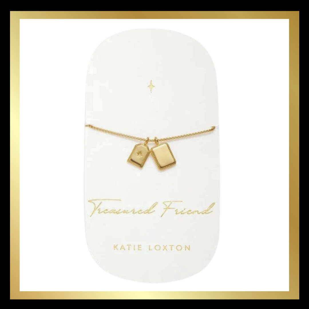 'Treasured Friend' Waterproof Gold Charm Necklace by Katie Loxton The Style Closet