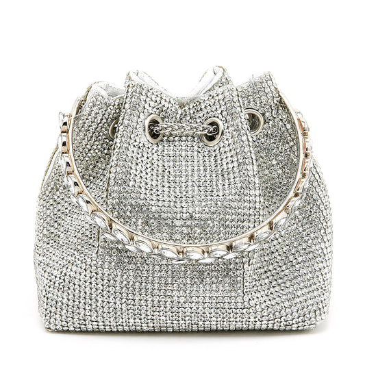 6641 crystal bucket bag with crystal handle: Silver