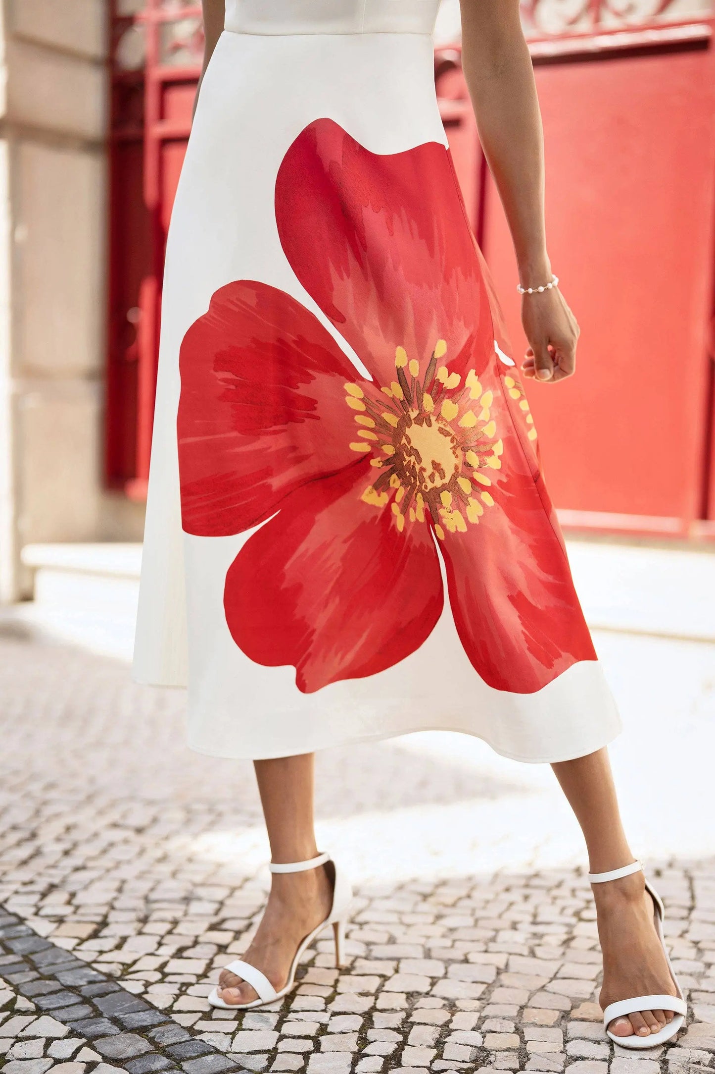 White Oversize Poppy Placement Midi Sun Dress: White The Style Closet