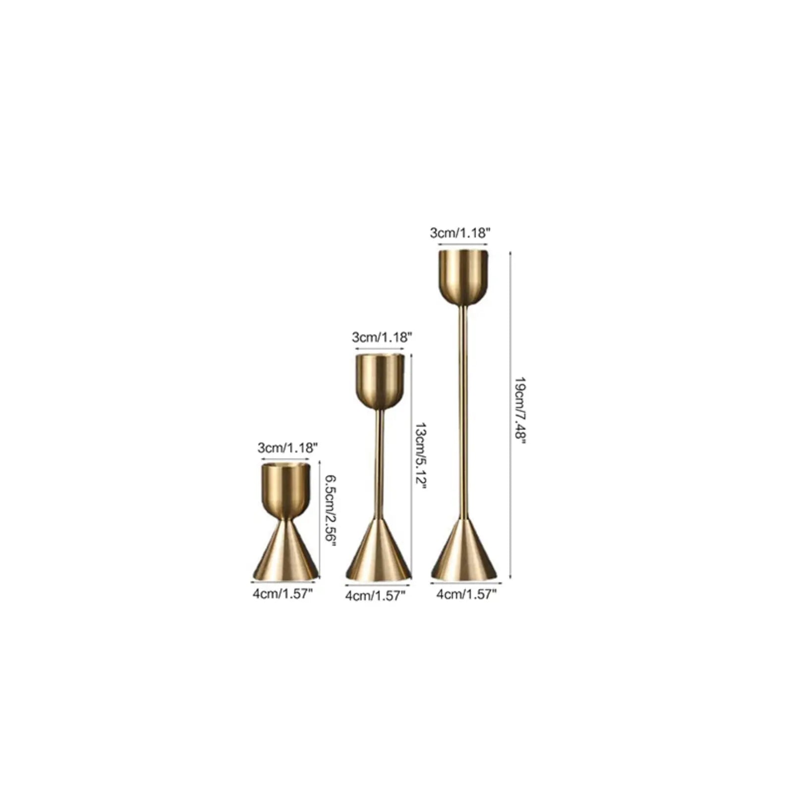 3 PC/set Metal Gold Plated Candle Holders The Style Closet