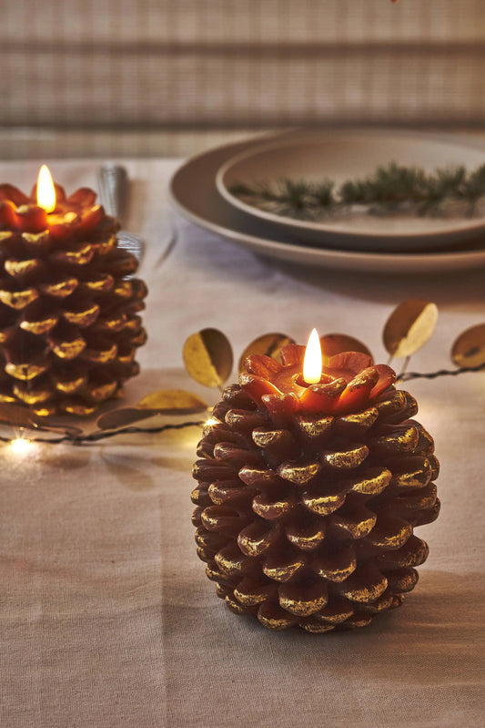 LED Gold Pinecone Candle The Style Closet