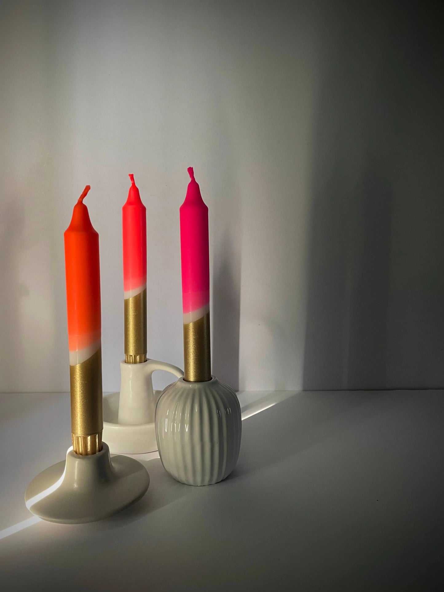 All The Neons & Gold Dip Dyed Dinner Candles The Style Closet