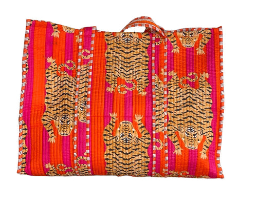 The Ultimate Tote in Tibetan Tiger: Orange and Pink