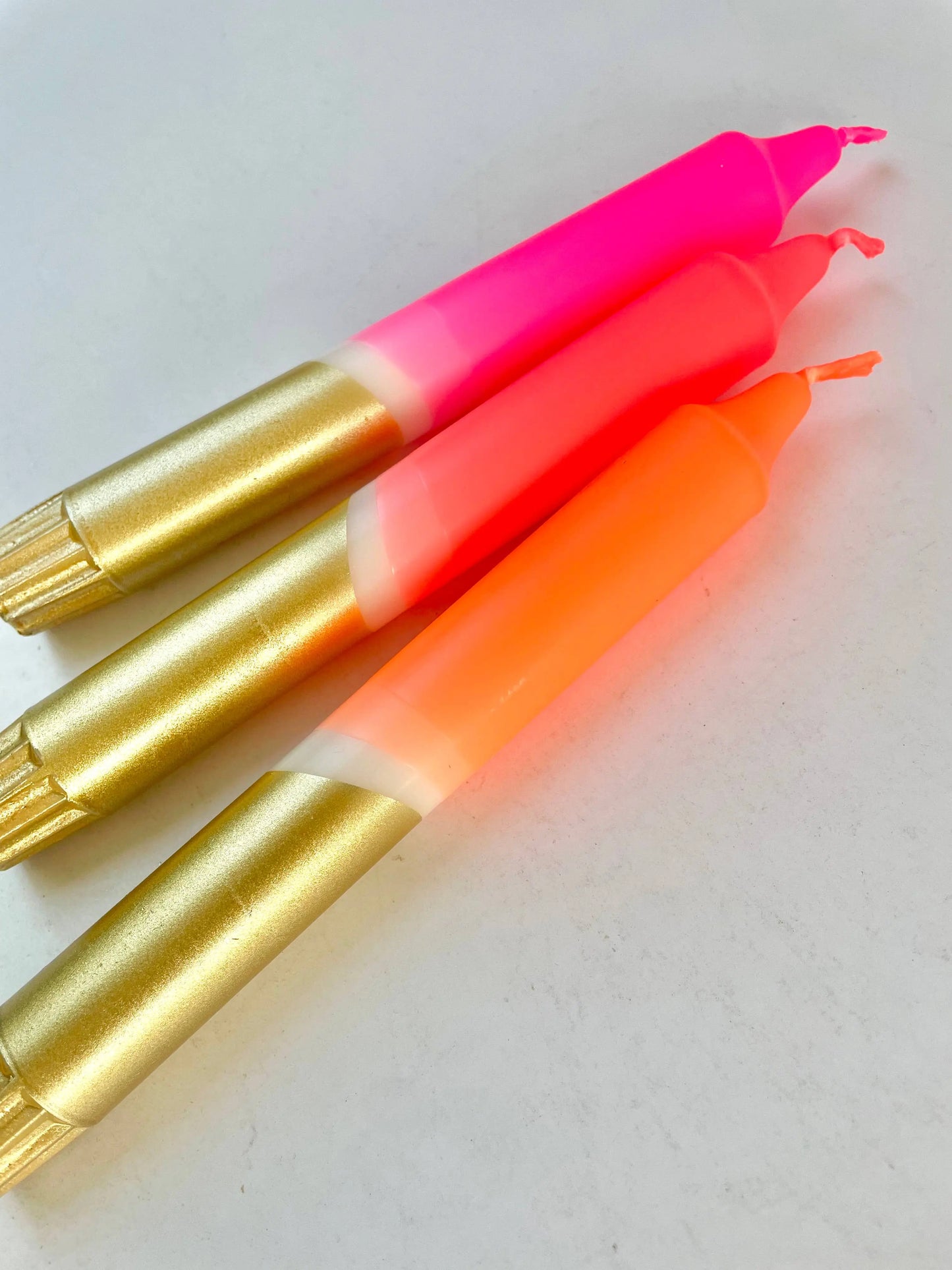 All The Neons & Gold Dip Dyed Dinner Candles The Style Closet