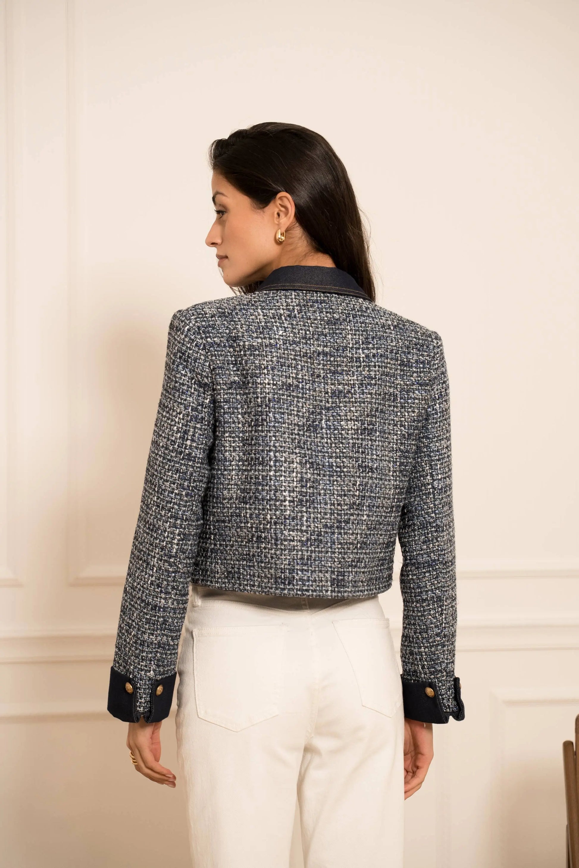 Élise jacket in tweed & Dark denim - The Style Closet