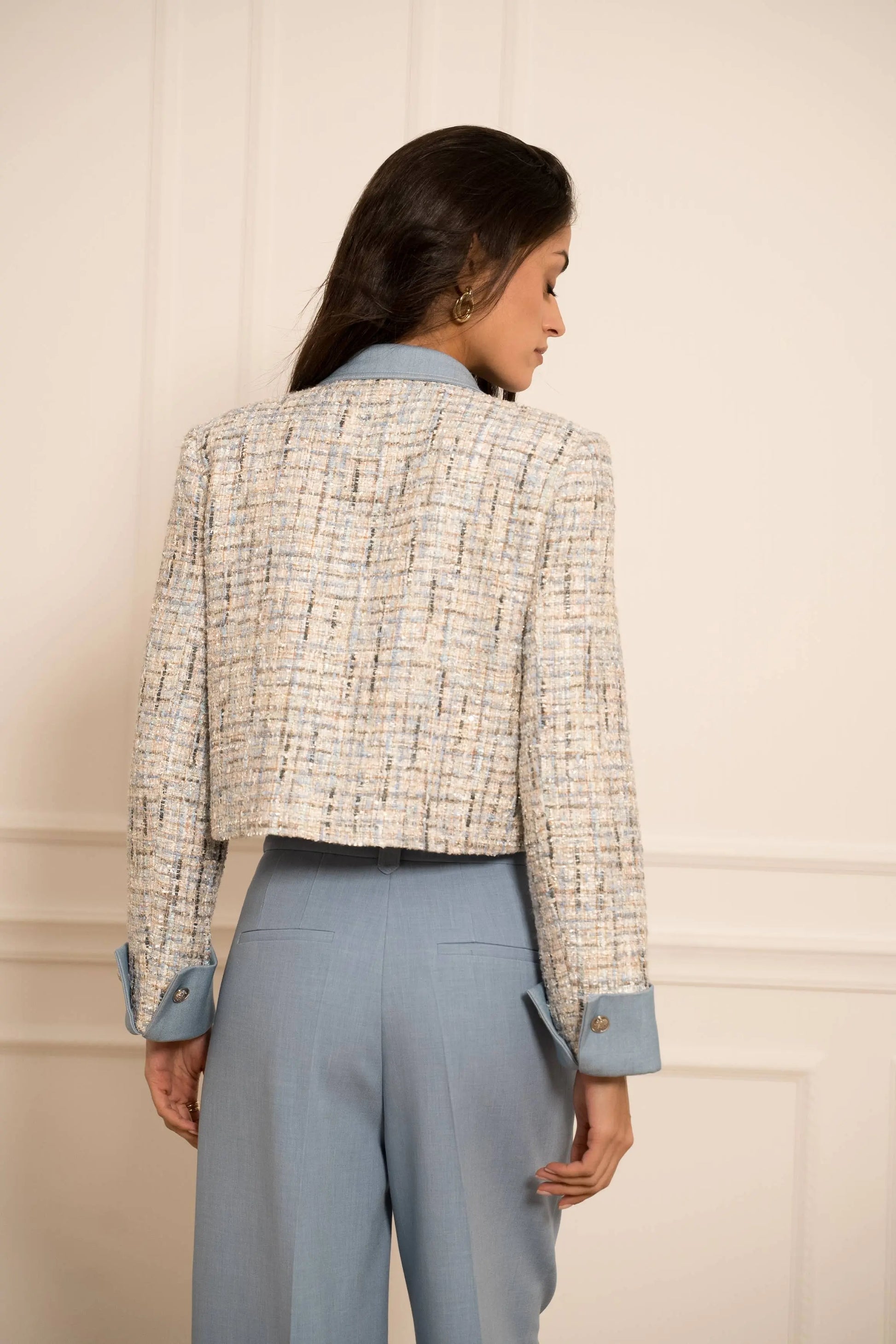 Élise jacket in tweed & Dark denim - The Style Closet